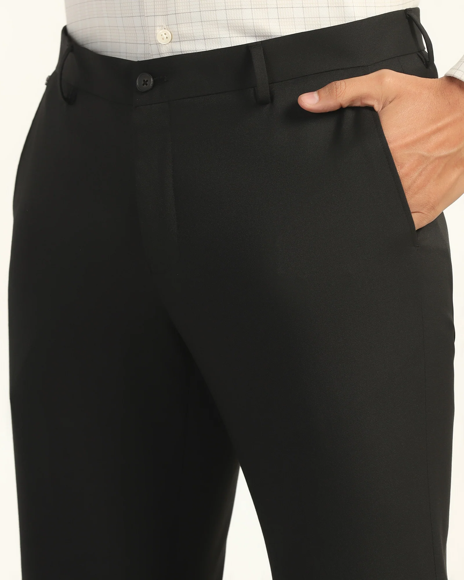 Slim Comfort B-95 Formal Black Solid Trouser - Oak - Image 4