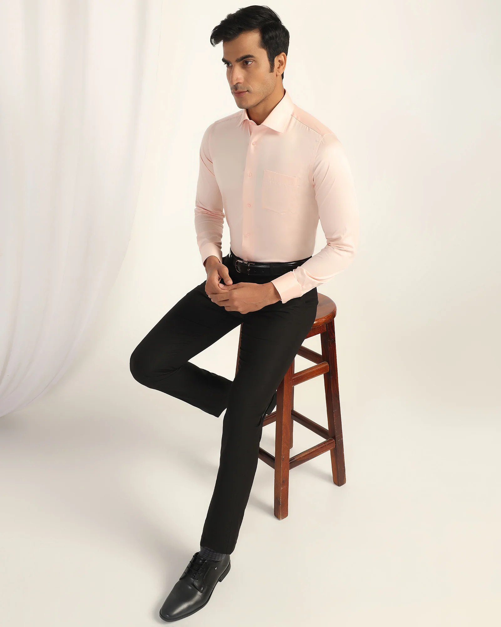 Slim Comfort B-95 Formal Black Textured Trouser - Black 264 - Image 7