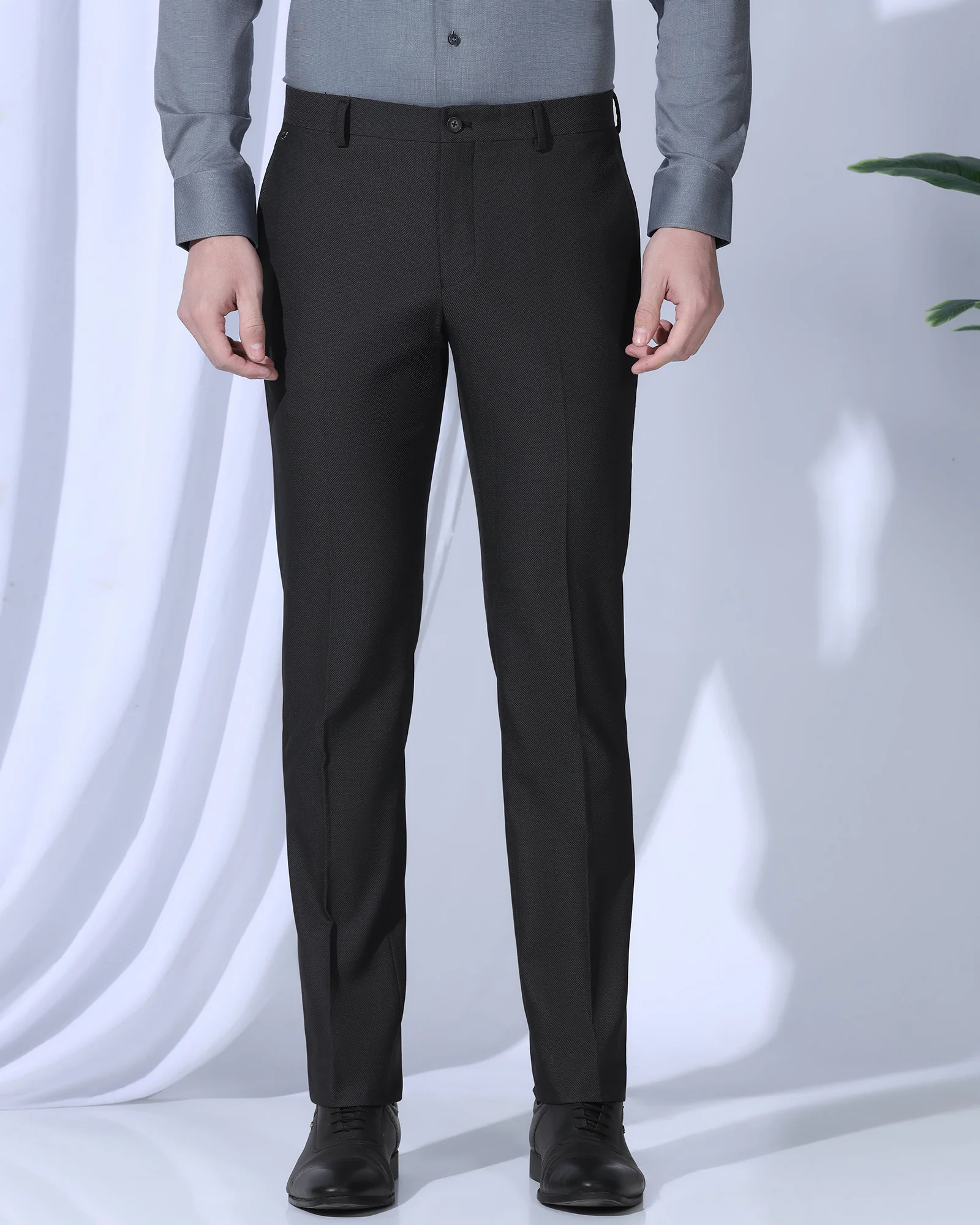 Slim Comfort B-95 Formal Black Textured Trouser - Coach - Image 3