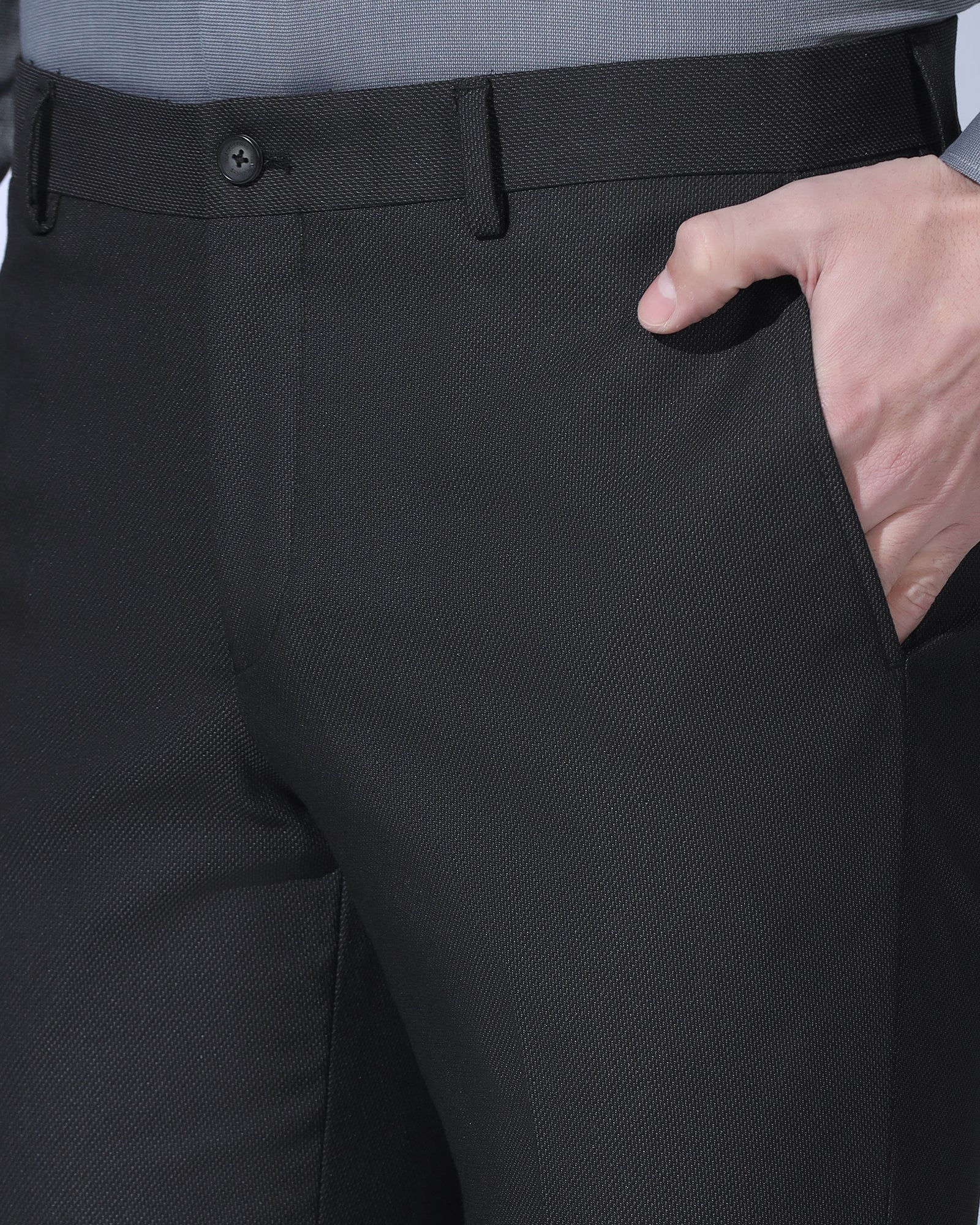 Slim Comfort B-95 Formal Black Textured Trouser - Coach - Image 4