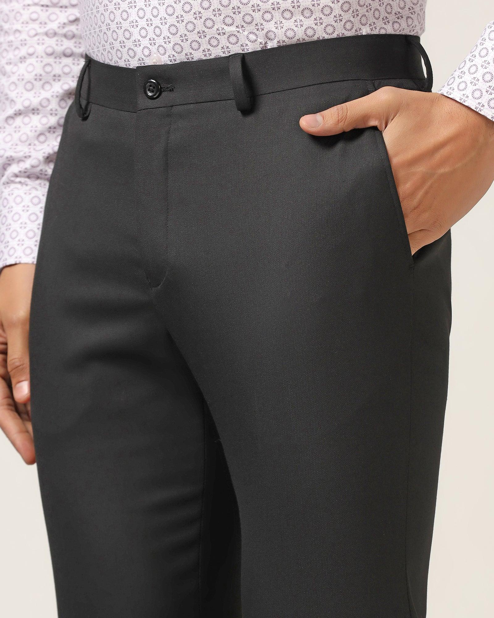 Slim Comfort B-95 Formal Black Textured Trouser - Iron - Image 4