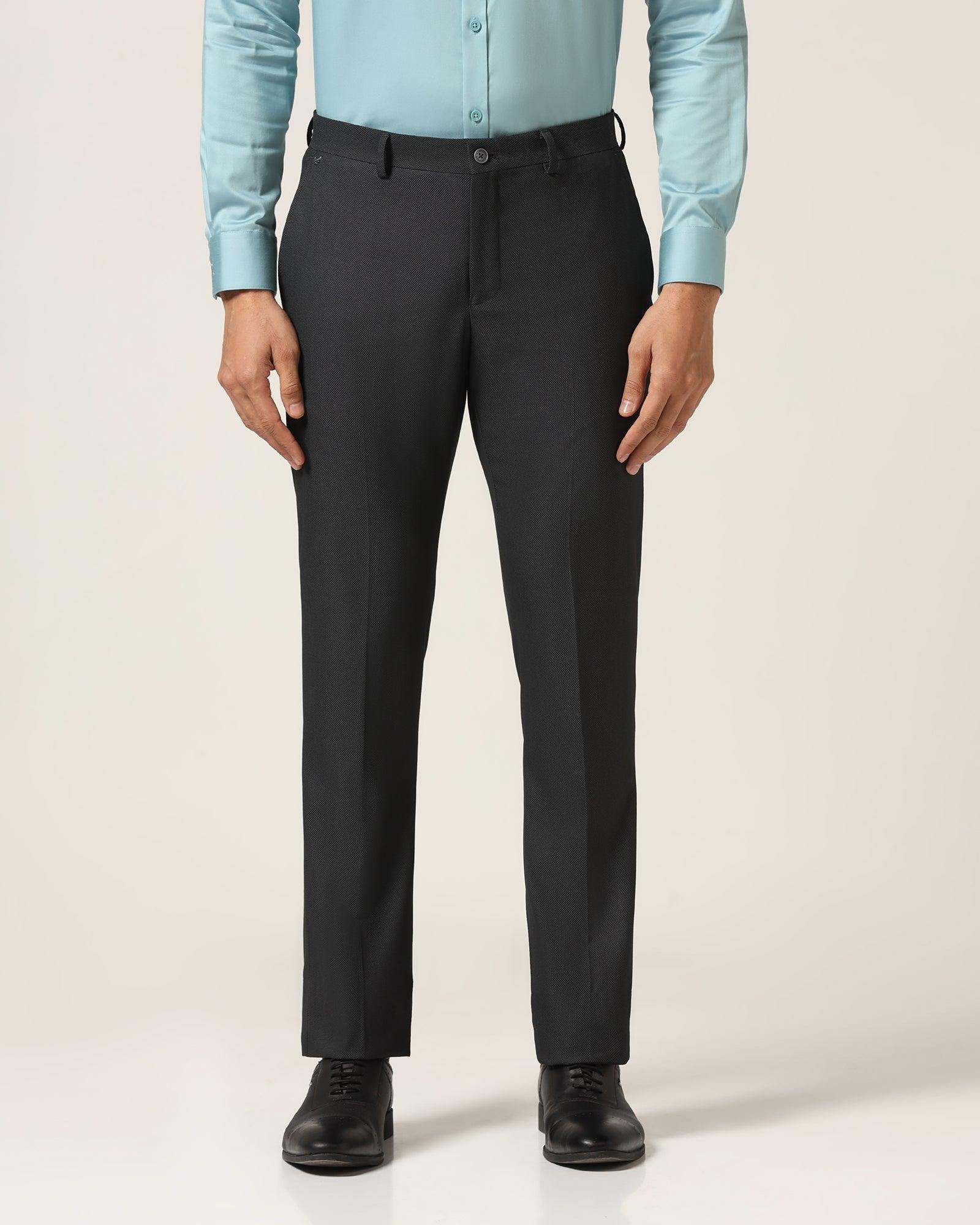 Slim Comfort B-95 Formal Black Textured Trouser - Luna - Image 3
