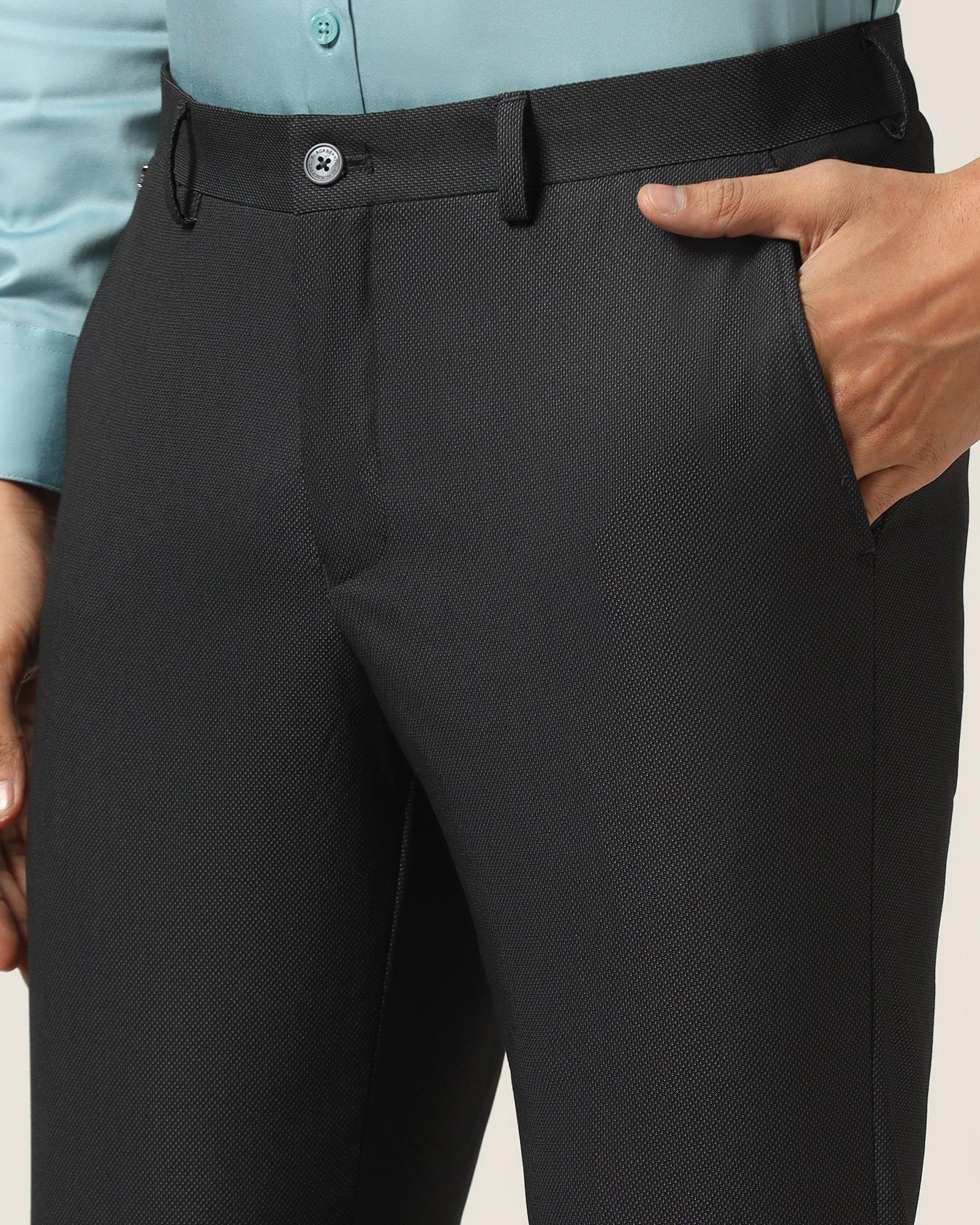 Slim Comfort B-95 Formal Black Textured Trouser - Luna - Image 4