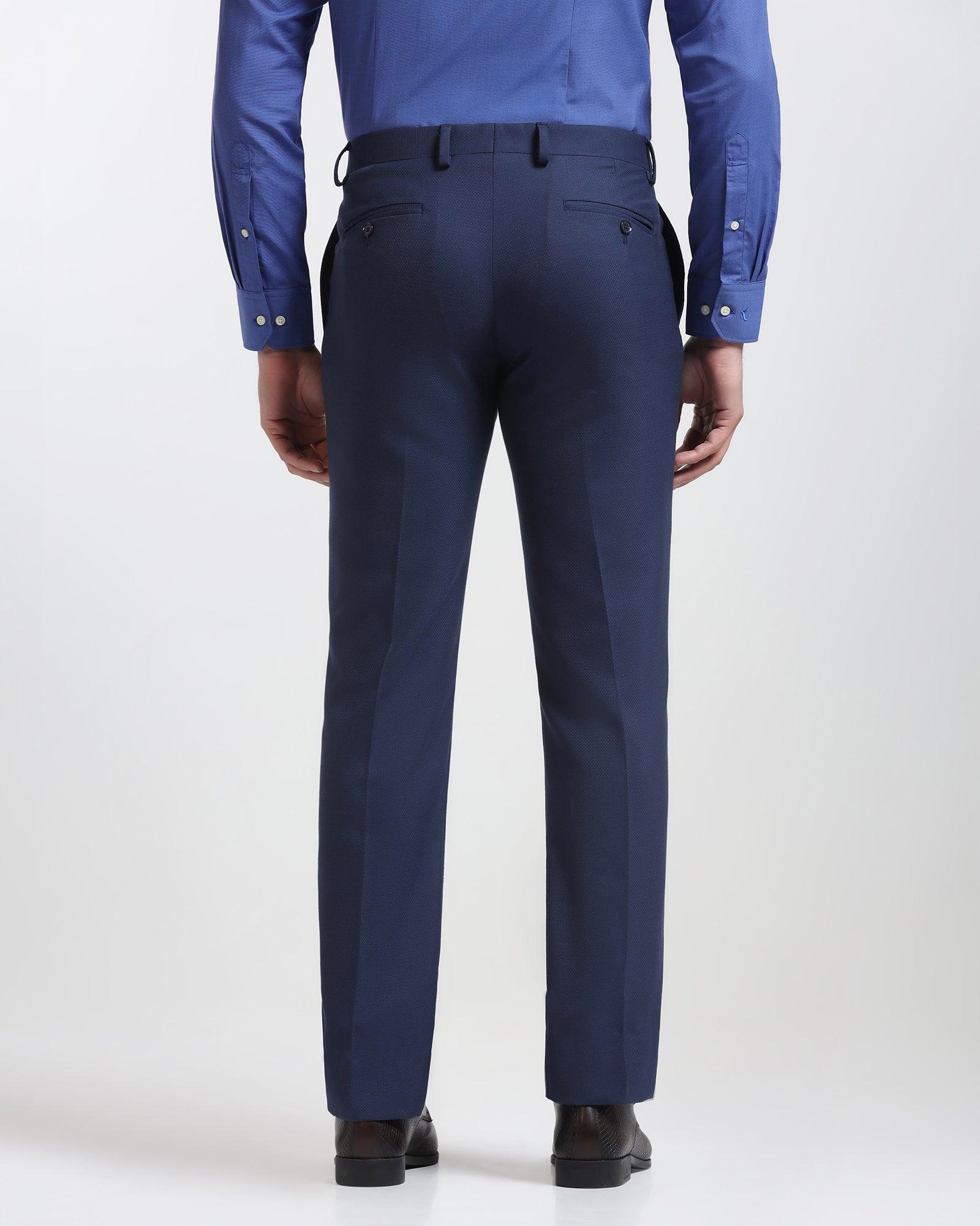 Slim Comfort B-95 Formal Blue Textured Trouser - Karizma - Image 2