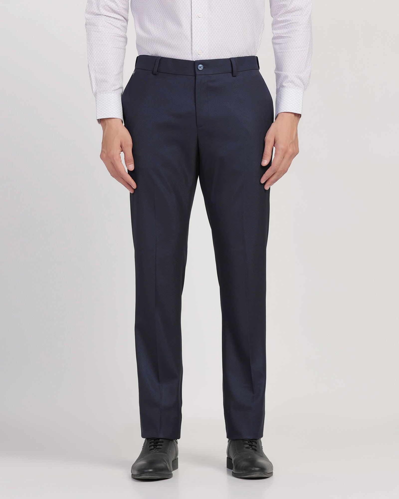 Slim Comfort B-95 Formal Blue Textured Trouser - Passion - Image 3