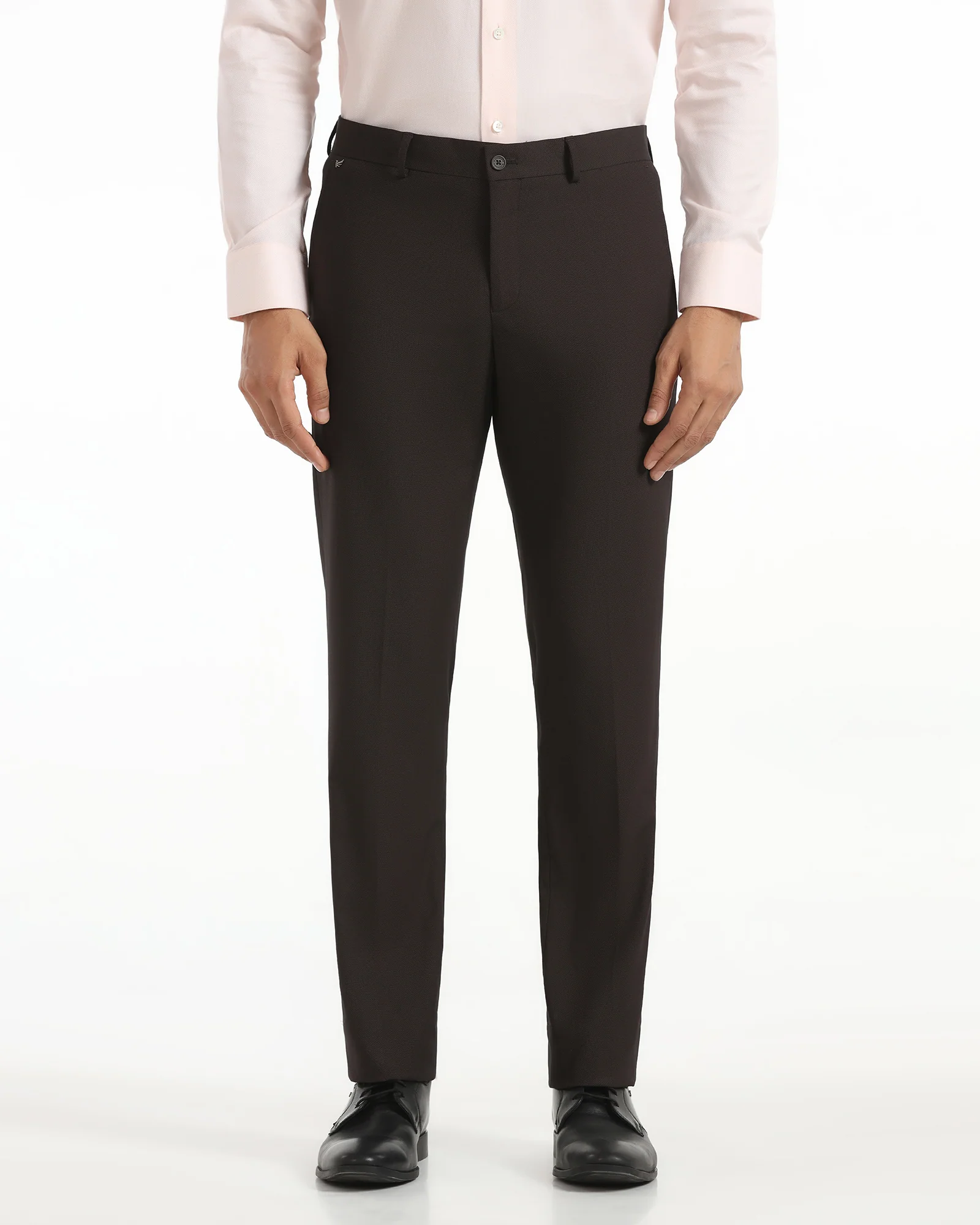 Slim Comfort B-95 Formal Brown Textured Trouser - Campbell - Image 3