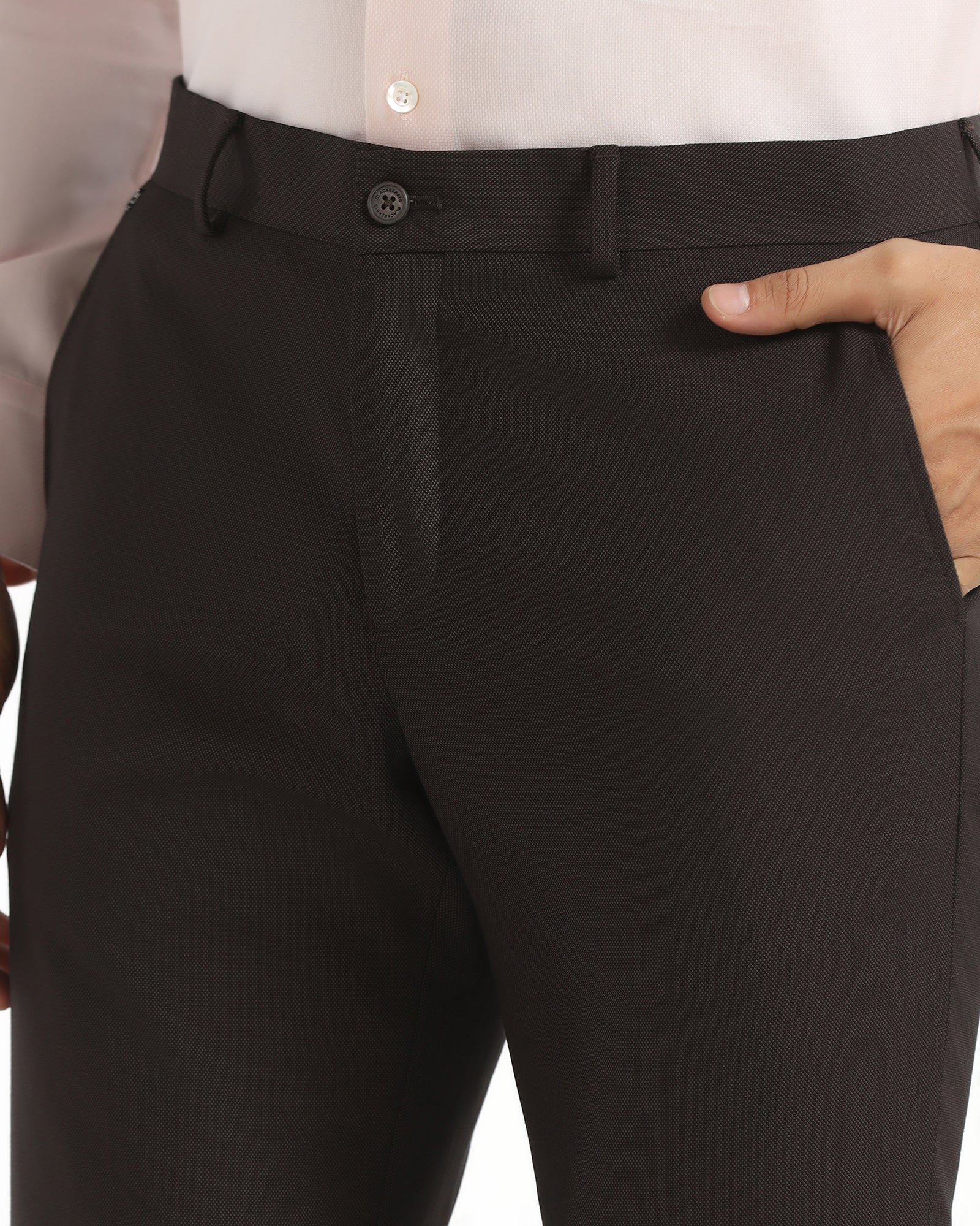 Slim Comfort B-95 Formal Brown Textured Trouser - Campbell - Image 4