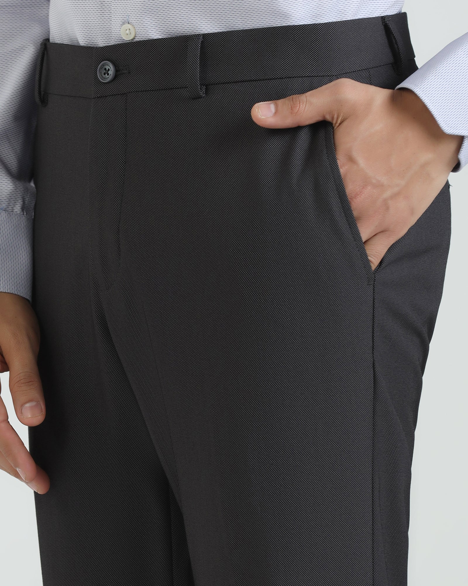 Slim Comfort B-95 Formal Charcoal Textured Trouser - Campbell - Image 4