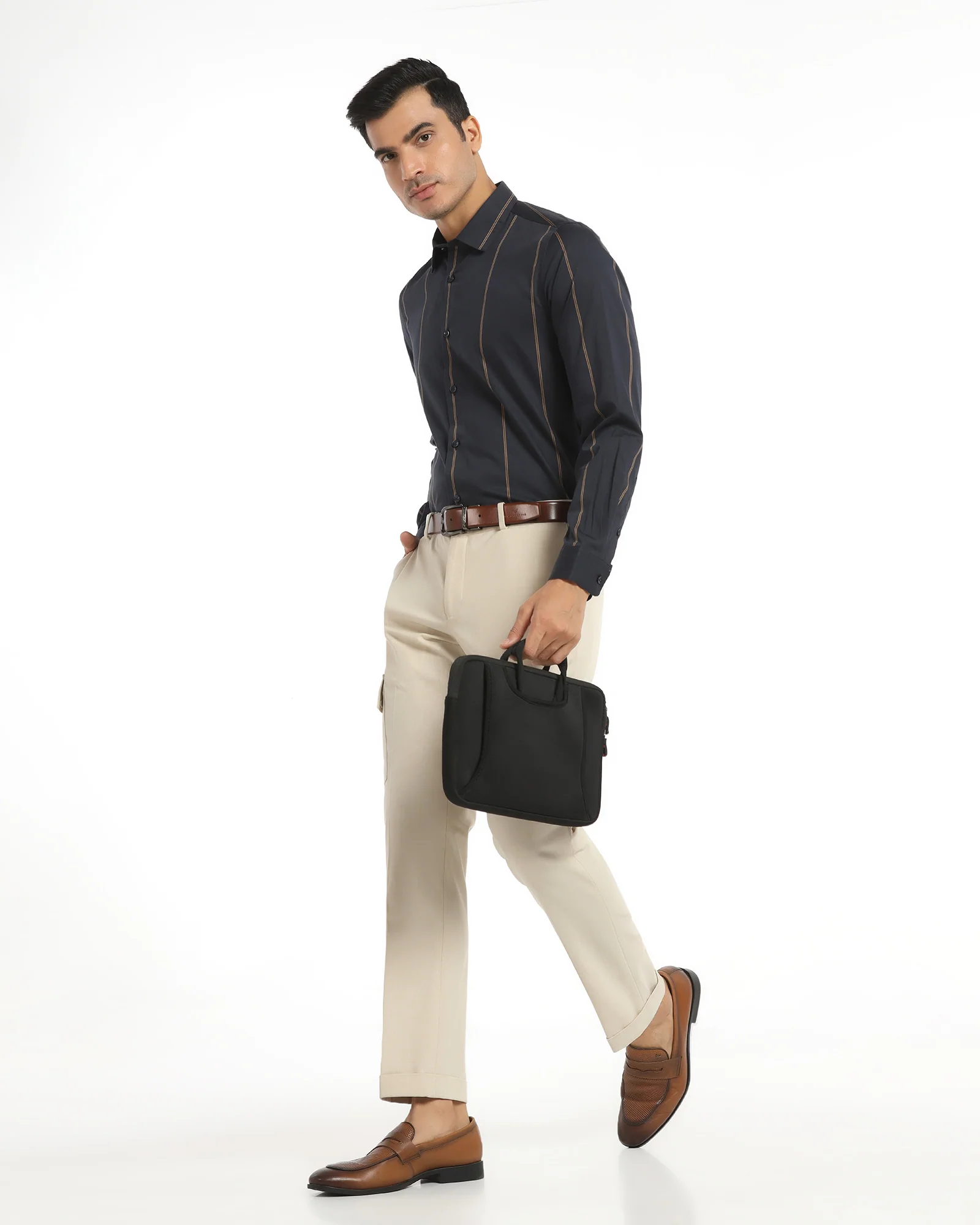 Slim Comfort B-95 Formal Cream Solid Trouser - Victor - Image 7