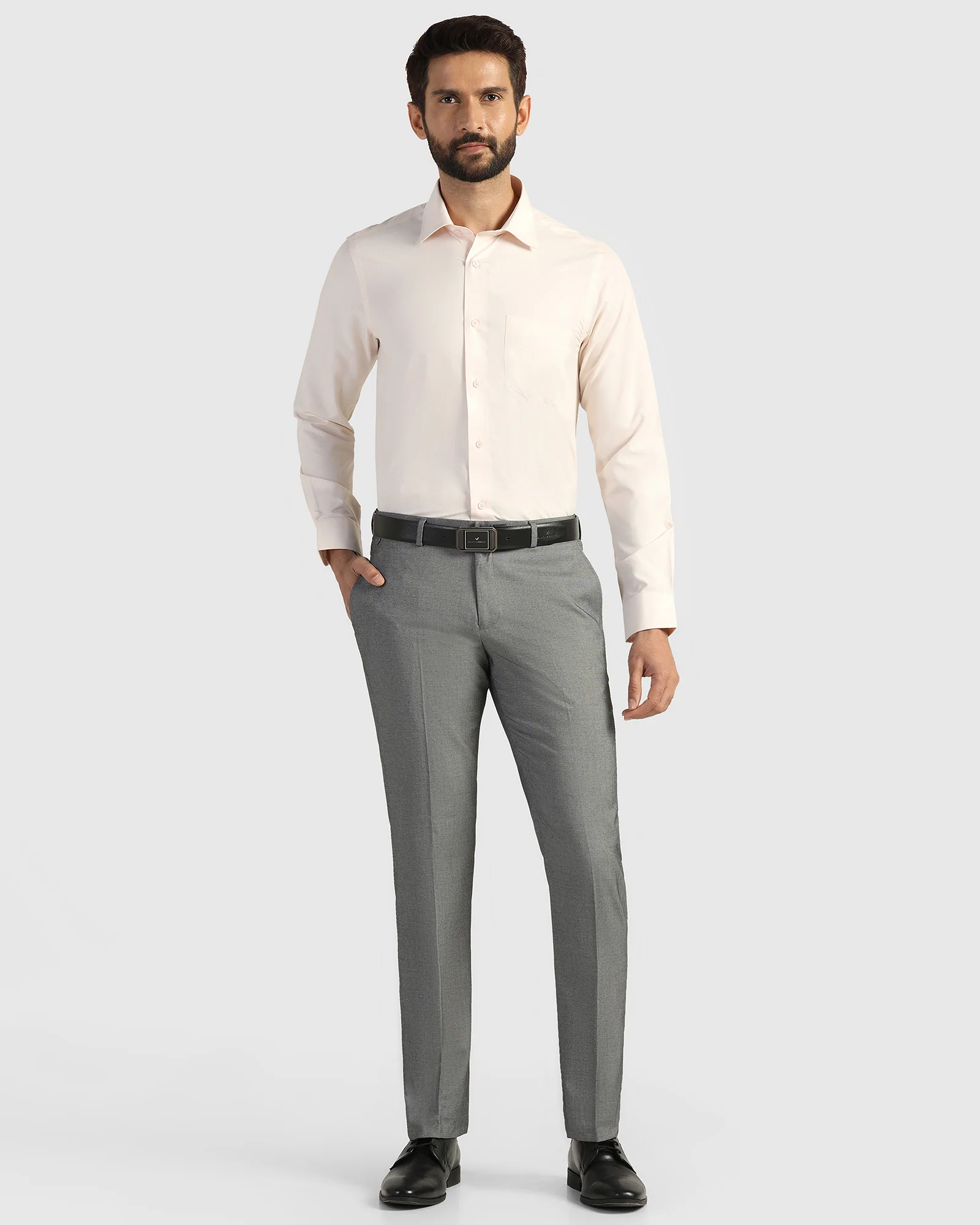 Slim Comfort B-95 Formal Grey Solid Trouser - Musk
