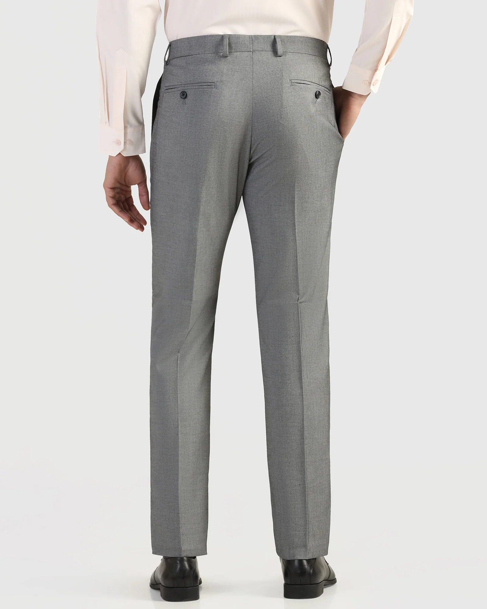 Slim Comfort B-95 Formal Grey Solid Trouser - Musk - Image 2