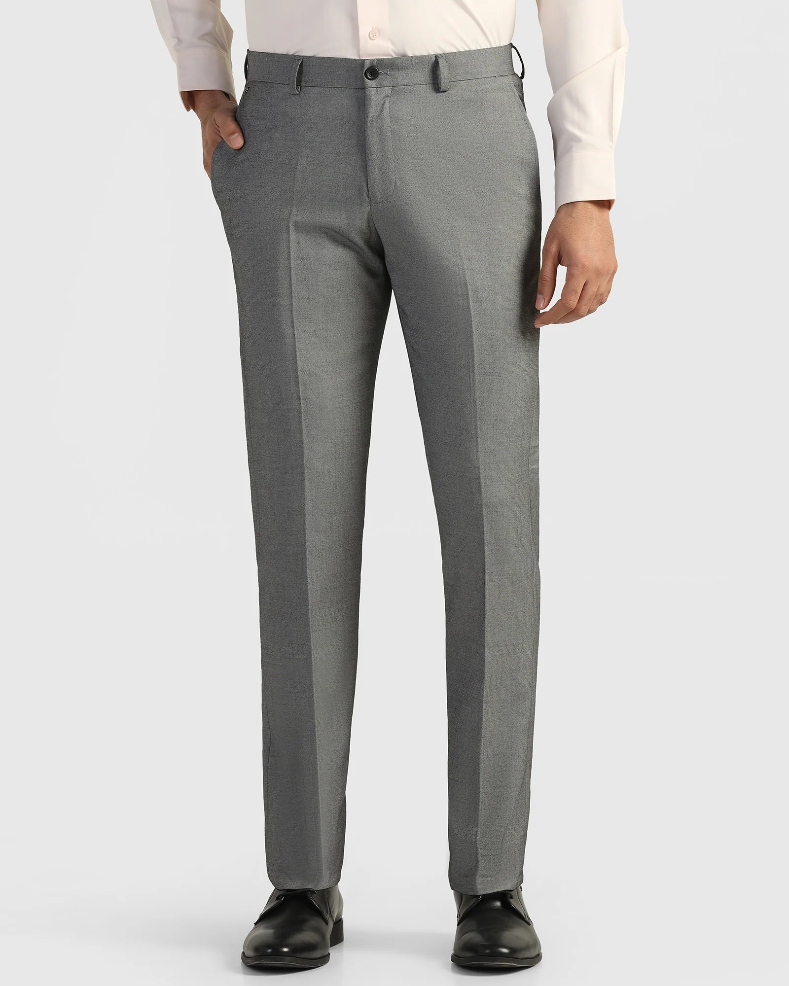 Slim Comfort B-95 Formal Grey Solid Trouser - Musk - Image 3