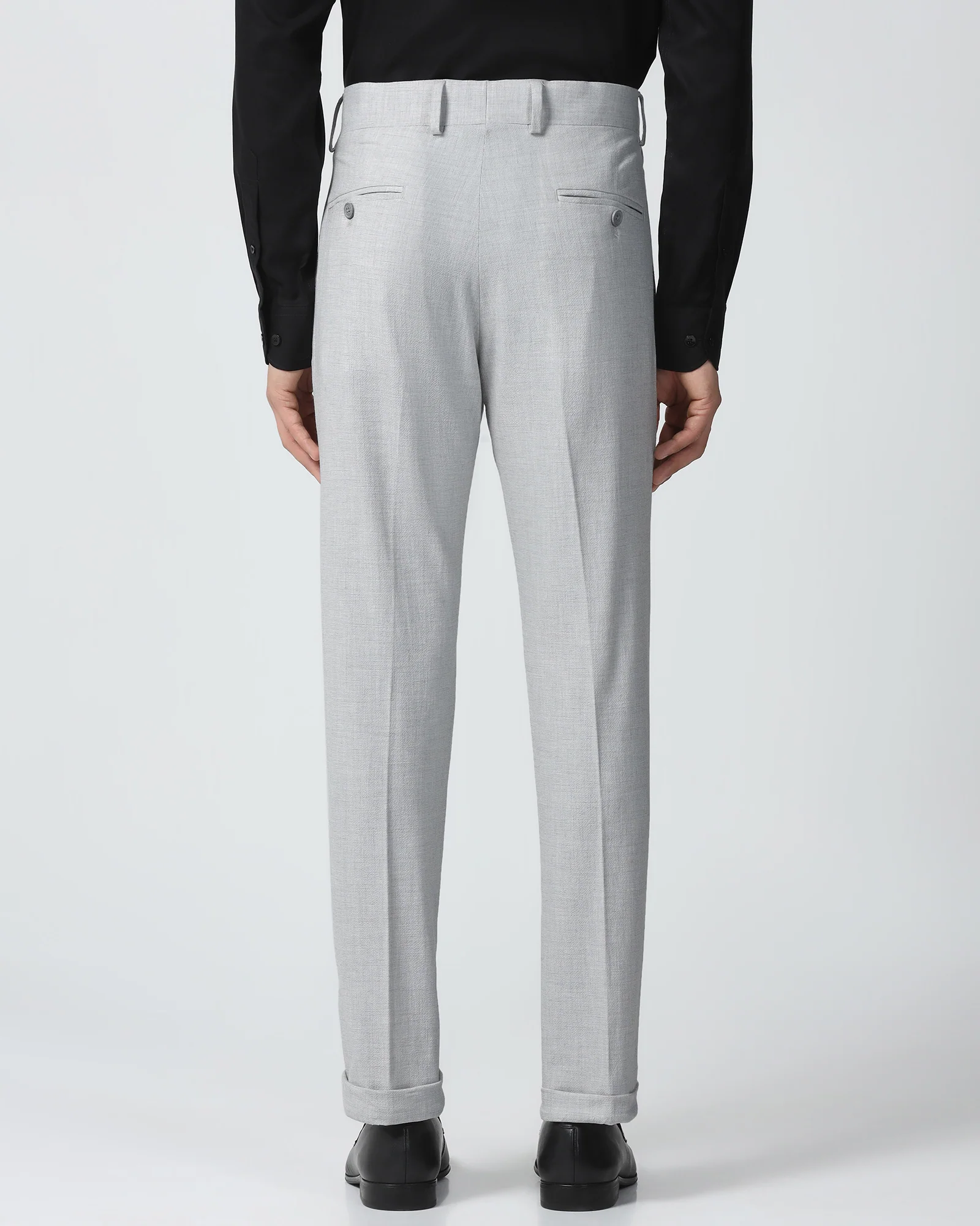 Slim Comfort B-95 Formal Grey Textured Trouser - Veneta - Image 2