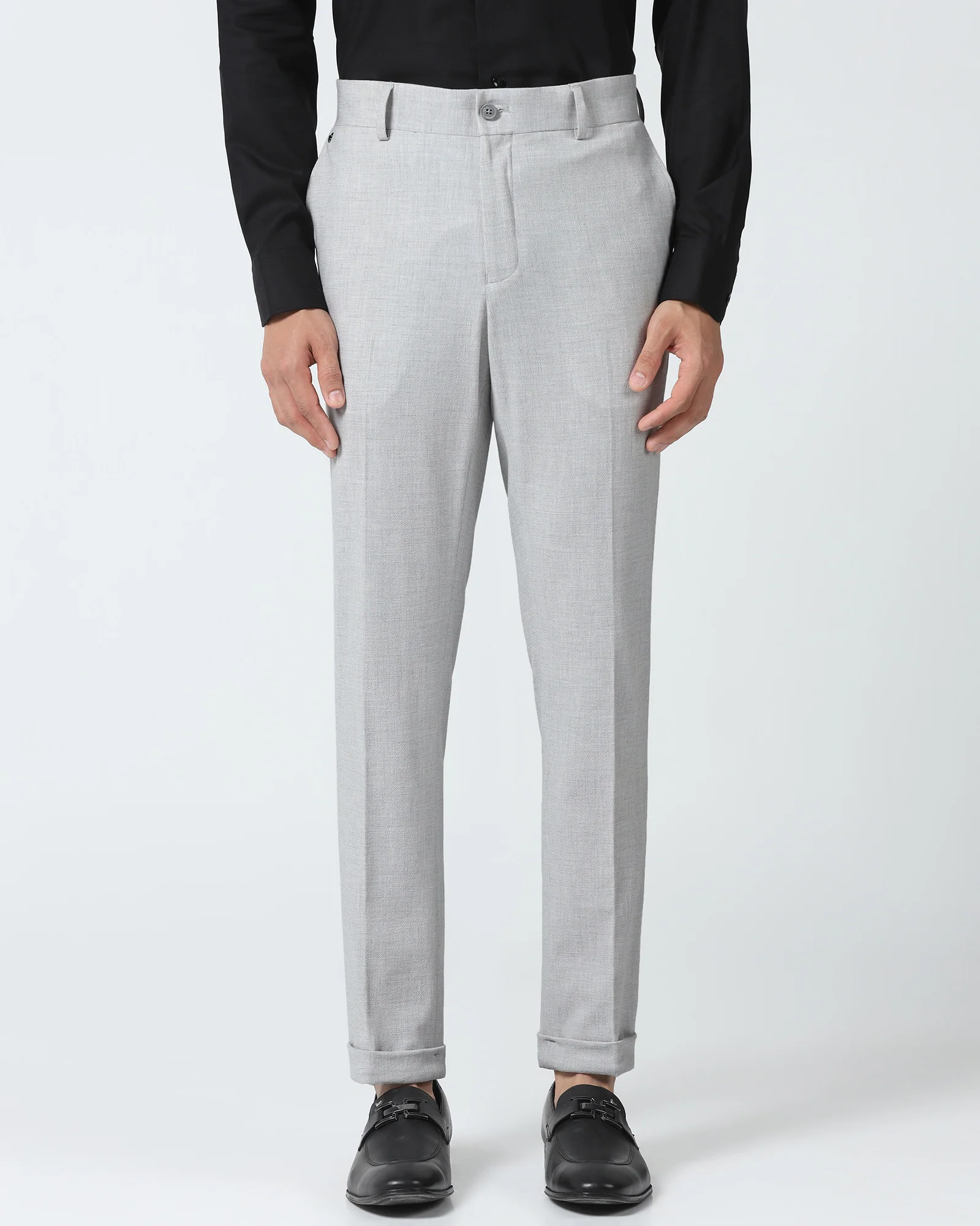 Slim Comfort B-95 Formal Grey Textured Trouser - Veneta - Image 3
