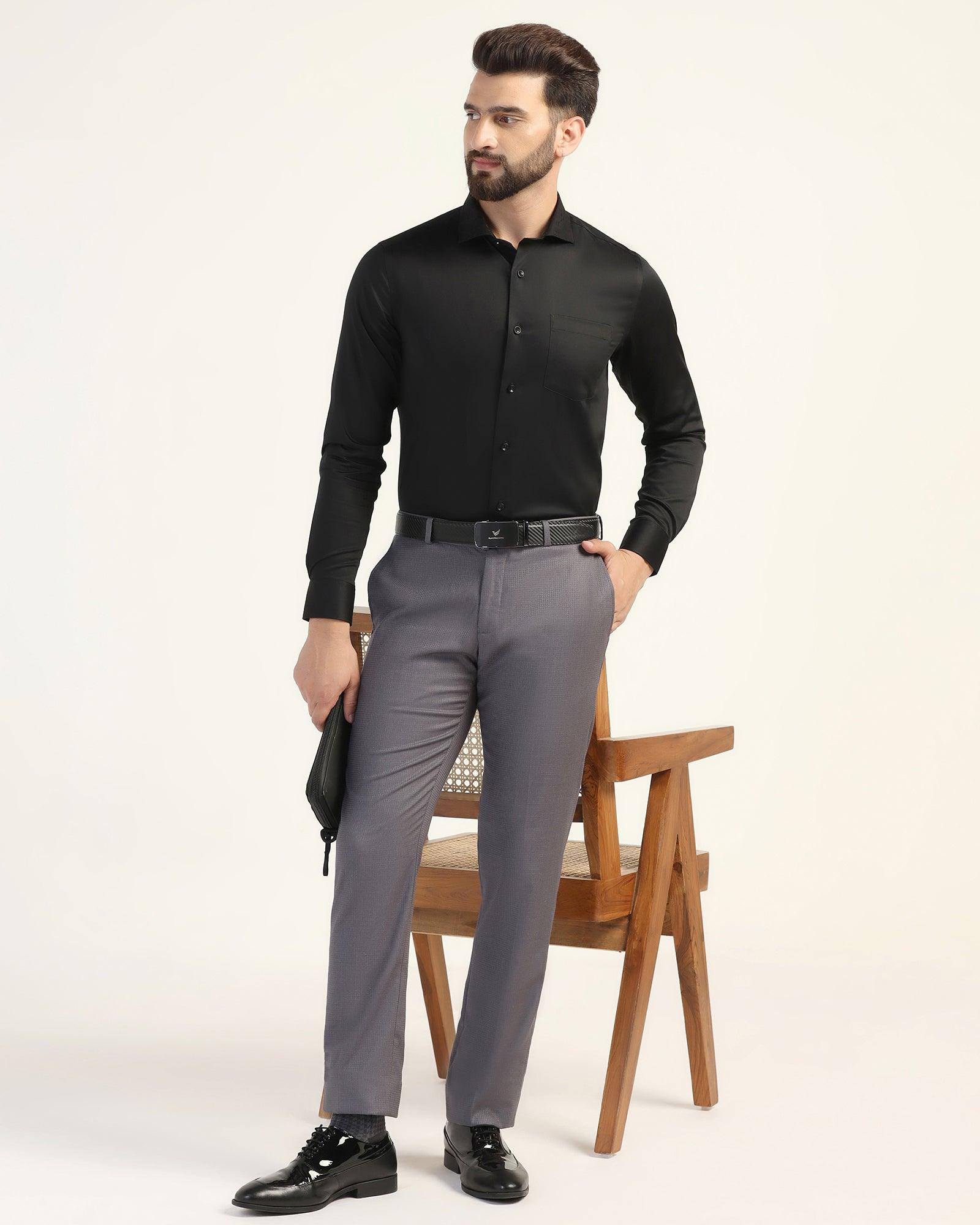 Slim Comfort B-95 Formal Grey Textured Trouser - Zeta - Image 7