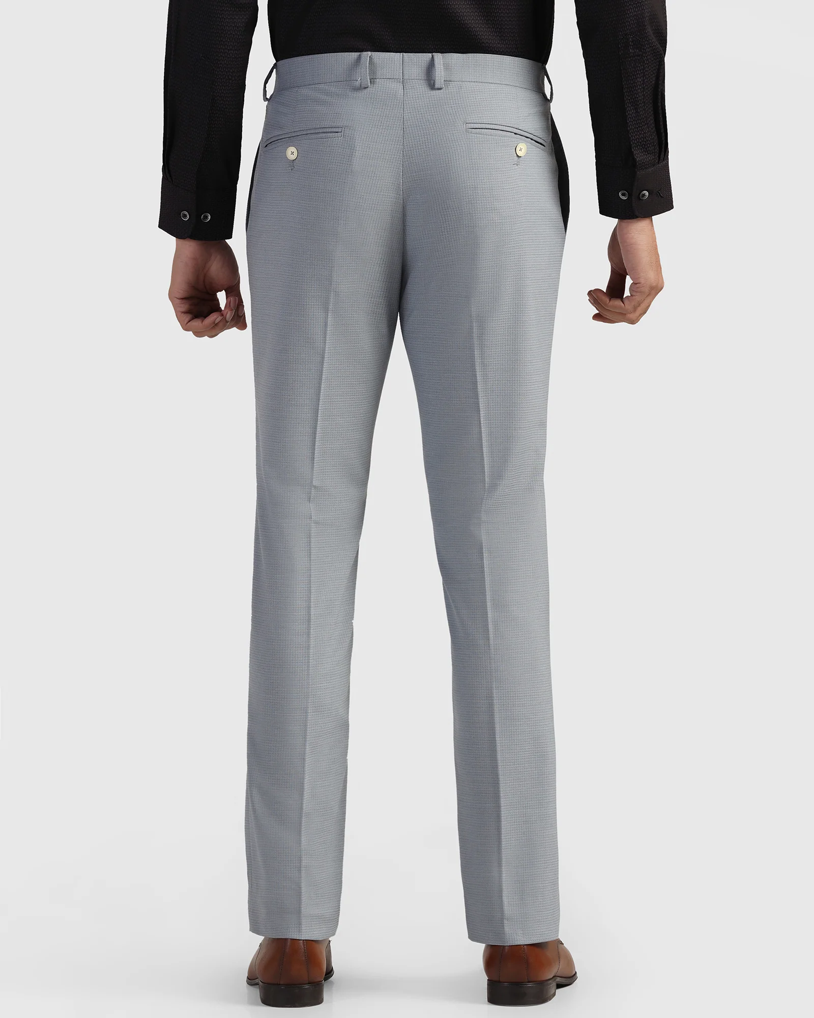 Slim Comfort B-95 Formal Light Blue Check Trouser - Windsor - Image 2