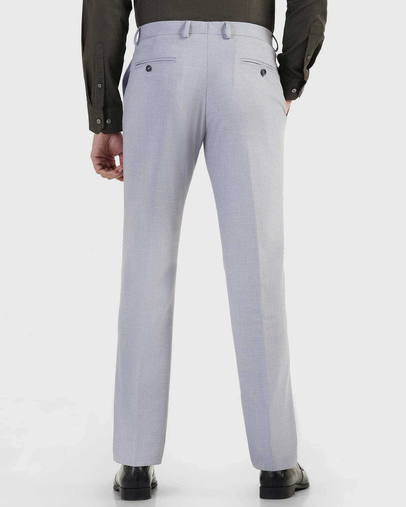 Slim Comfort B-95 Formal Light Blue Solid Trouser - Musk - Image 2