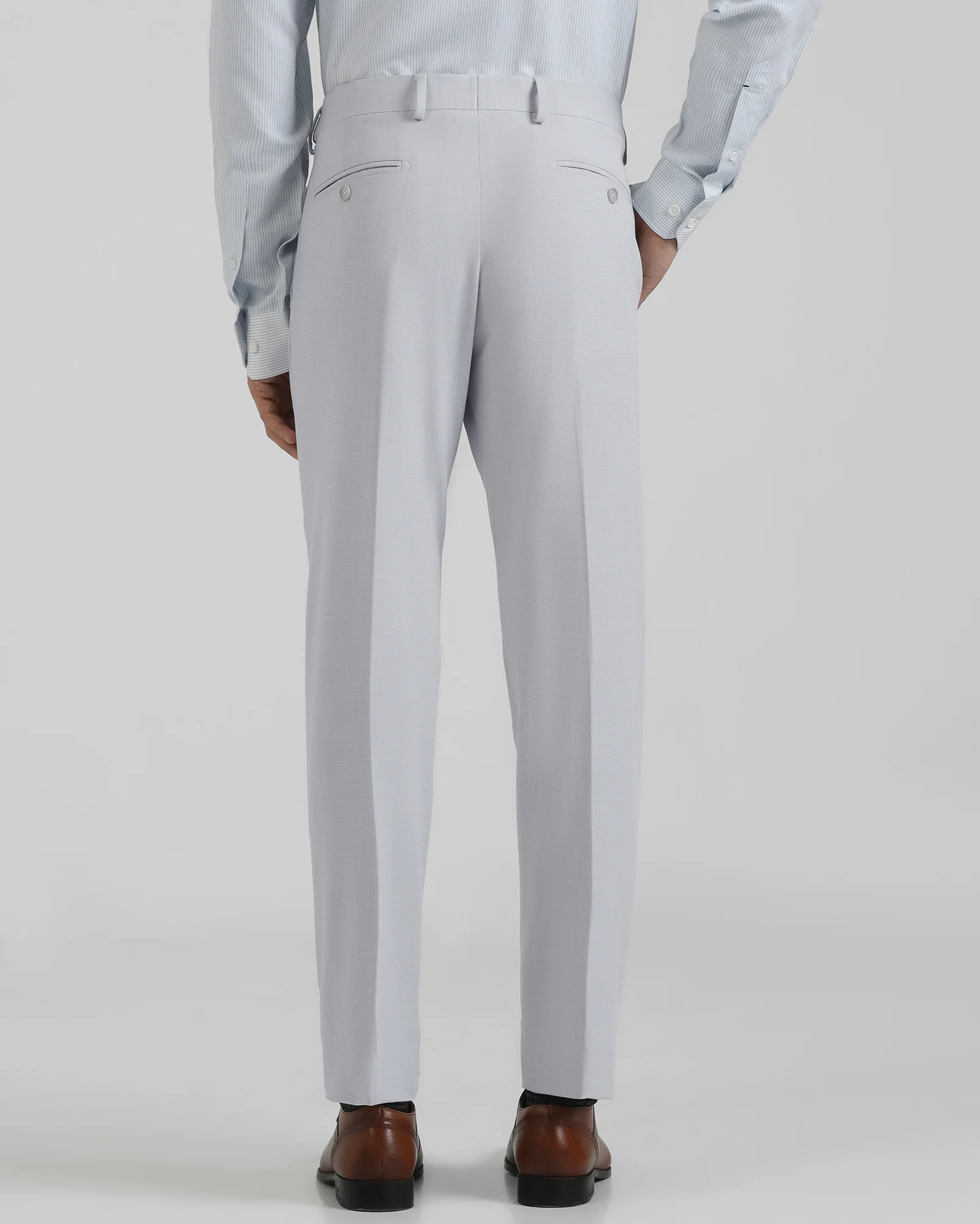 Slim Comfort B-95 Formal Light Blue Textured Trouser - Hilton - Image 2