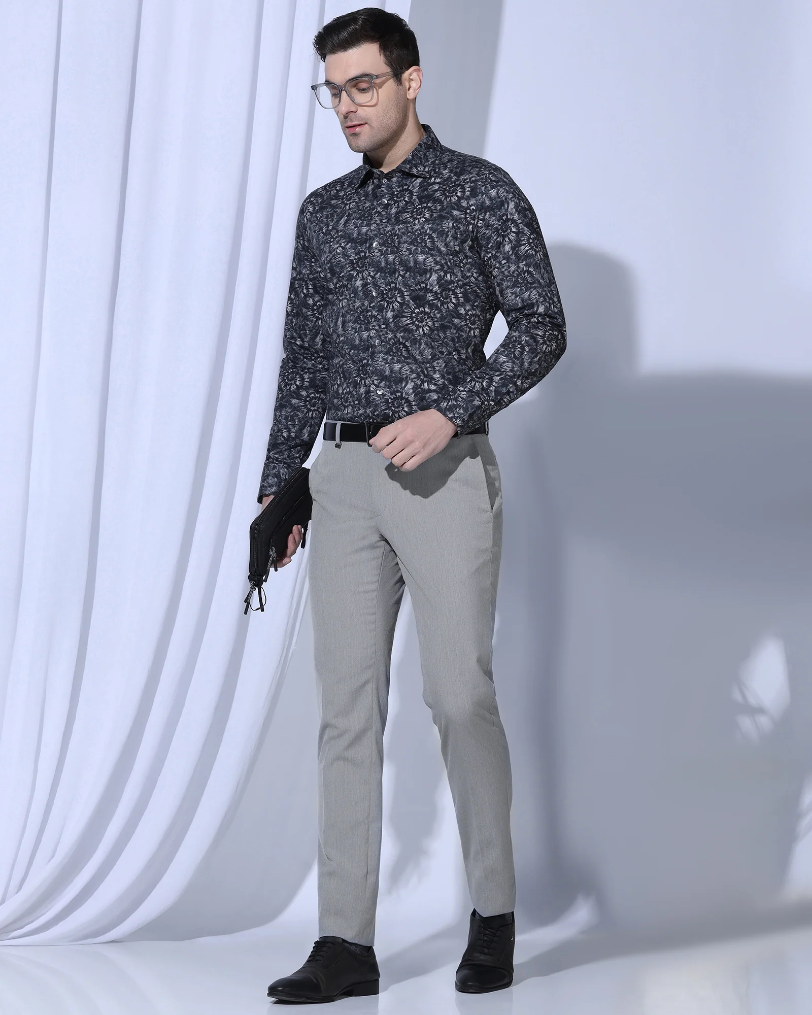Slim Comfort B-95 Formal Light Grey Solid Trouser - Act - Image 7