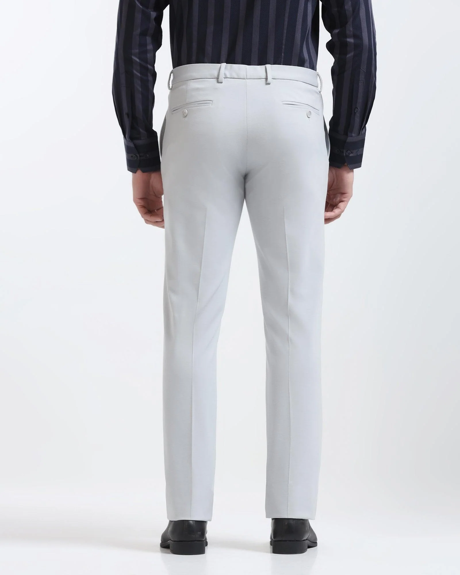 Slim Comfort B-95 Formal Light Grey Solid Trouser - Raider - Image 2