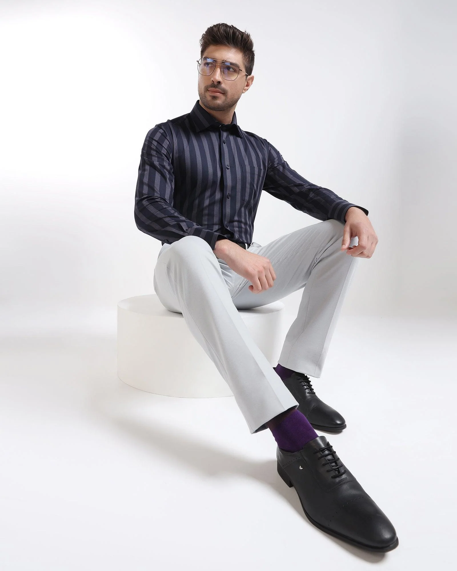 Slim Comfort B-95 Formal Light Grey Solid Trouser - Raider - Image 6