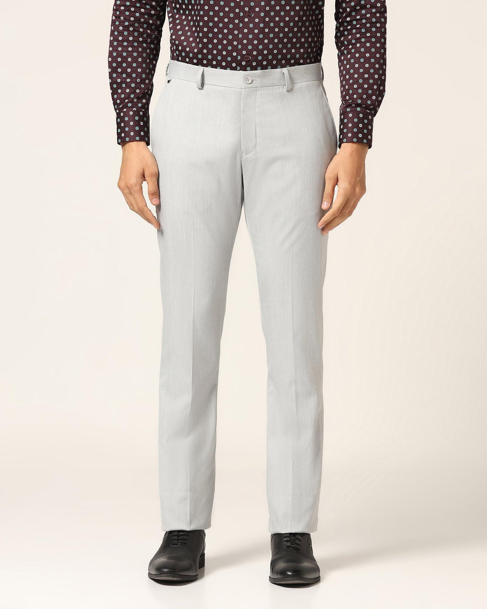 Slim Comfort B-95 Formal Light Grey Textured Trouser - Luna - Image 3
