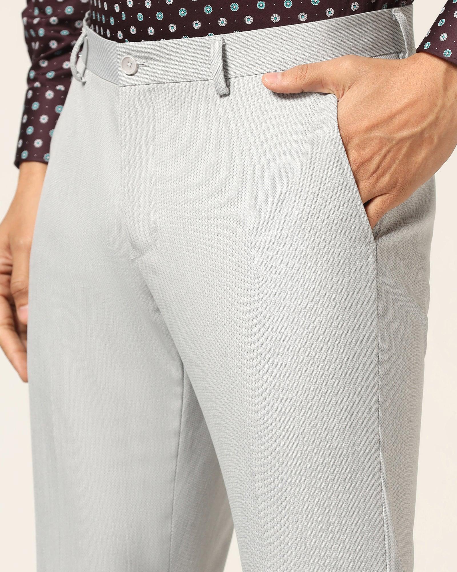 Slim Comfort B-95 Formal Light Grey Textured Trouser - Luna - Image 4