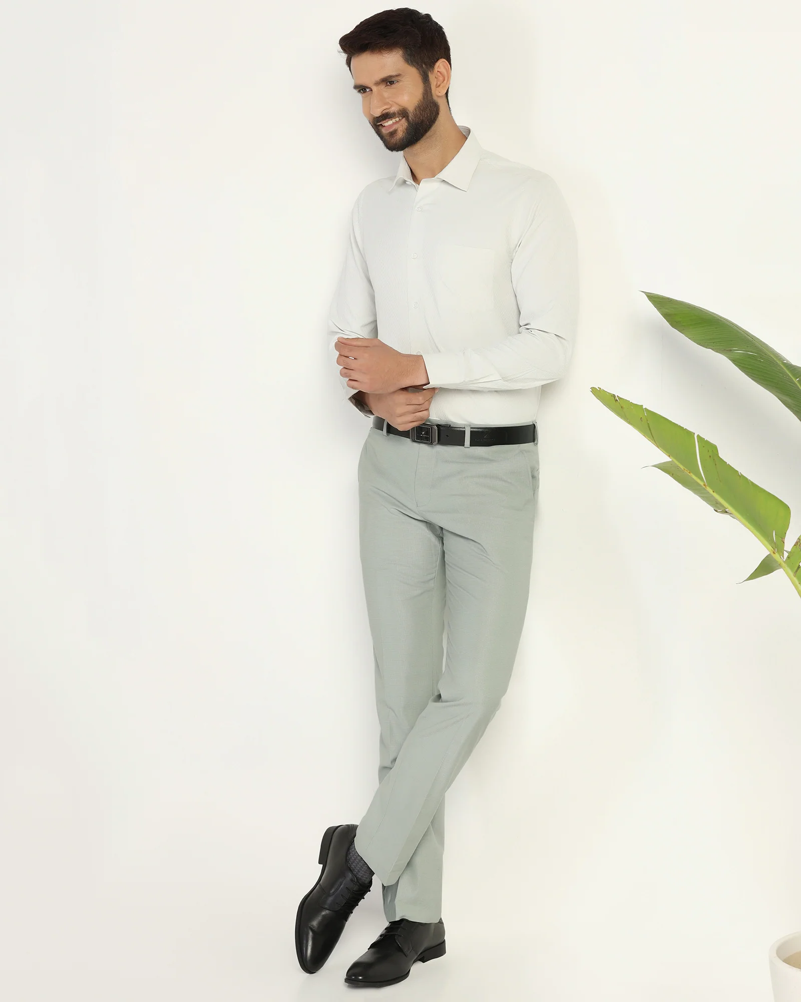 Slim Comfort B-95 Formal Mint Textured Trouser - Amor - Image 7