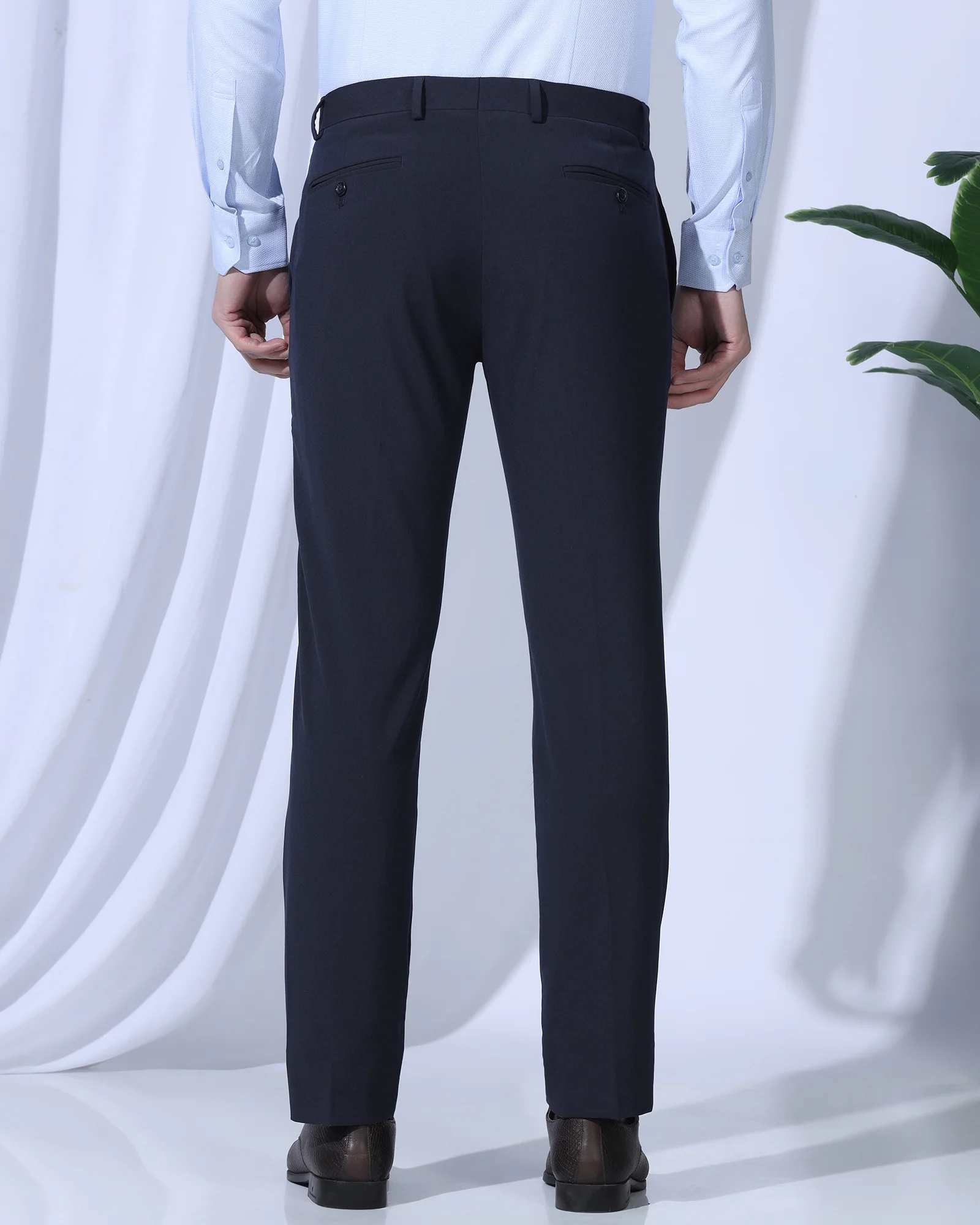 Slim Comfort B-95 Formal Navy Solid Trouser - Dough - Image 2