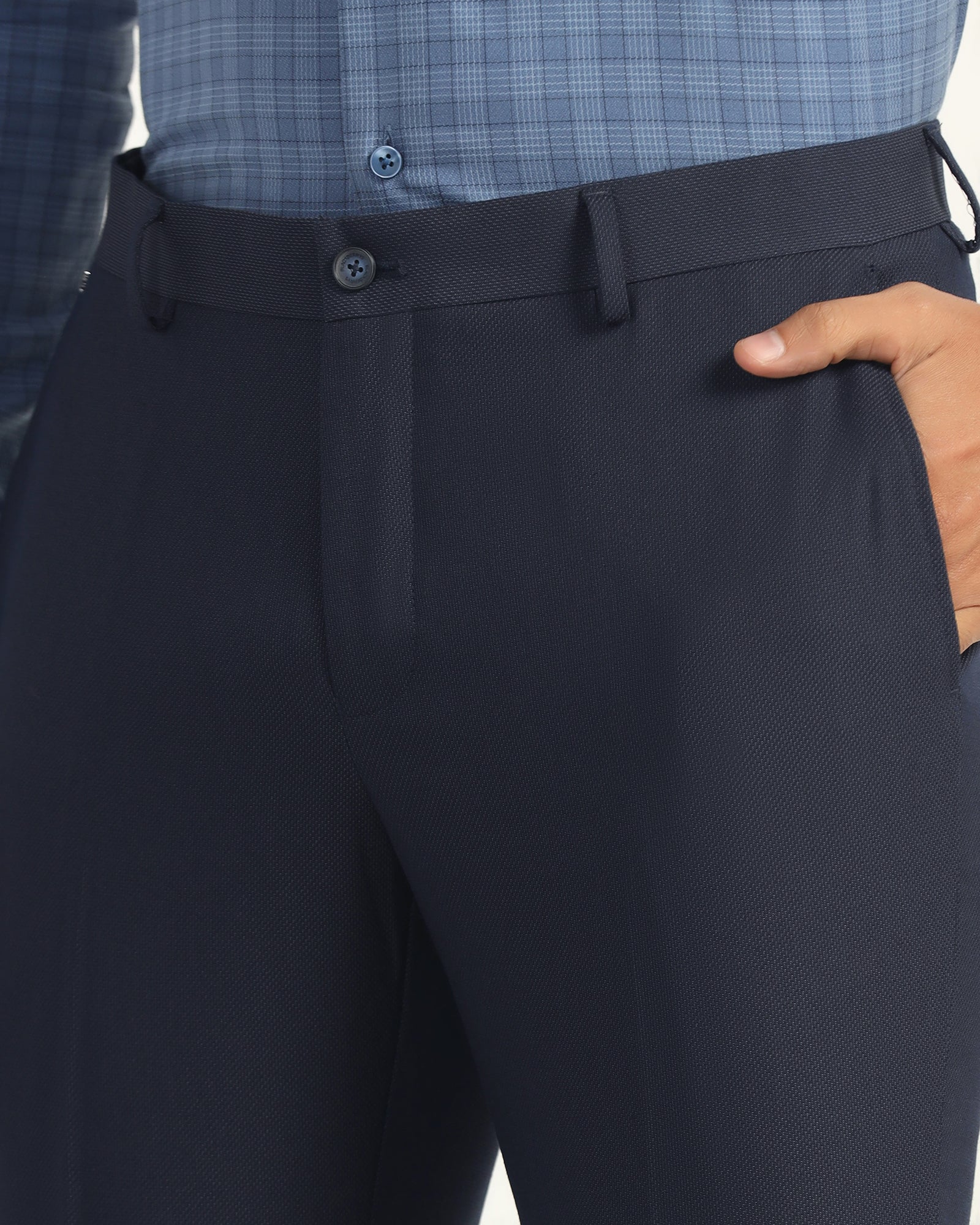 Slim Comfort B-95 Formal Navy Textured Trouser - Coach - Image 4