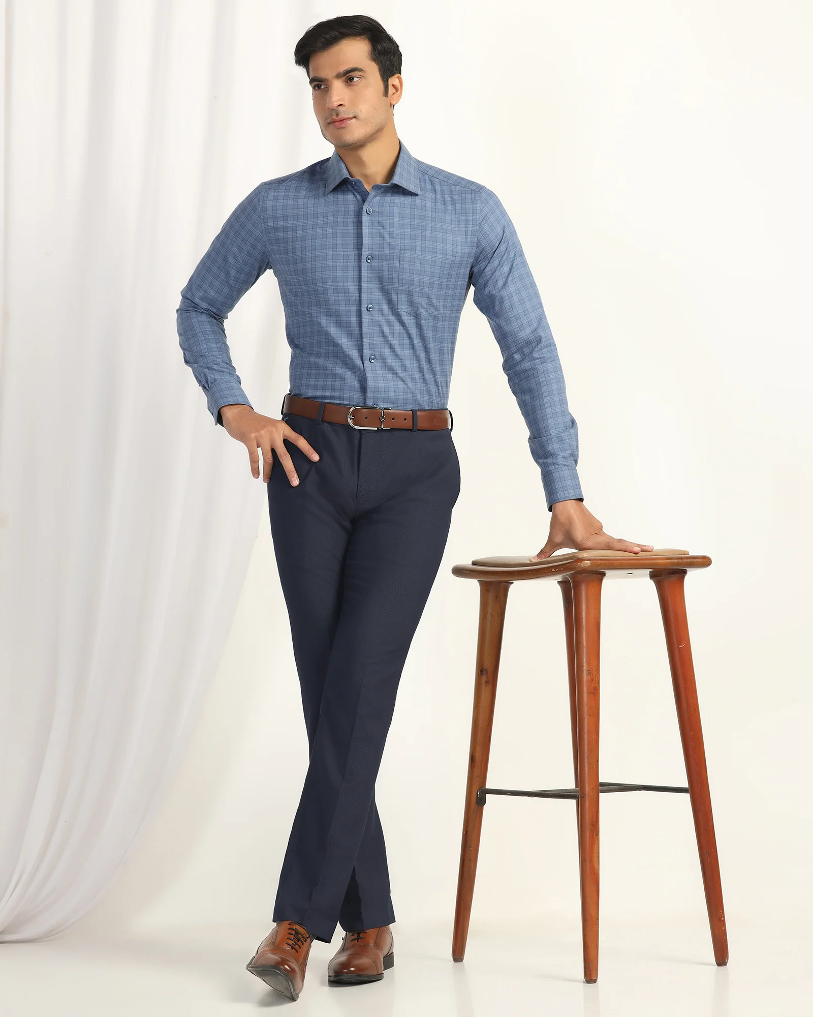 Slim Comfort B-95 Formal Navy Textured Trouser - Coach - Image 7