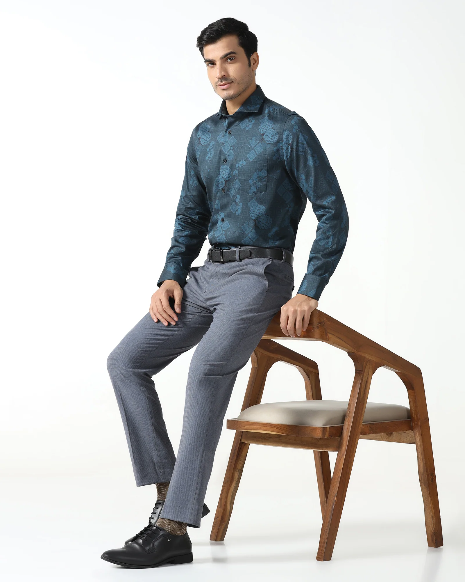 Slim Comfort B-95 Formal Navy Textured Trouser - Hilton - Image 7