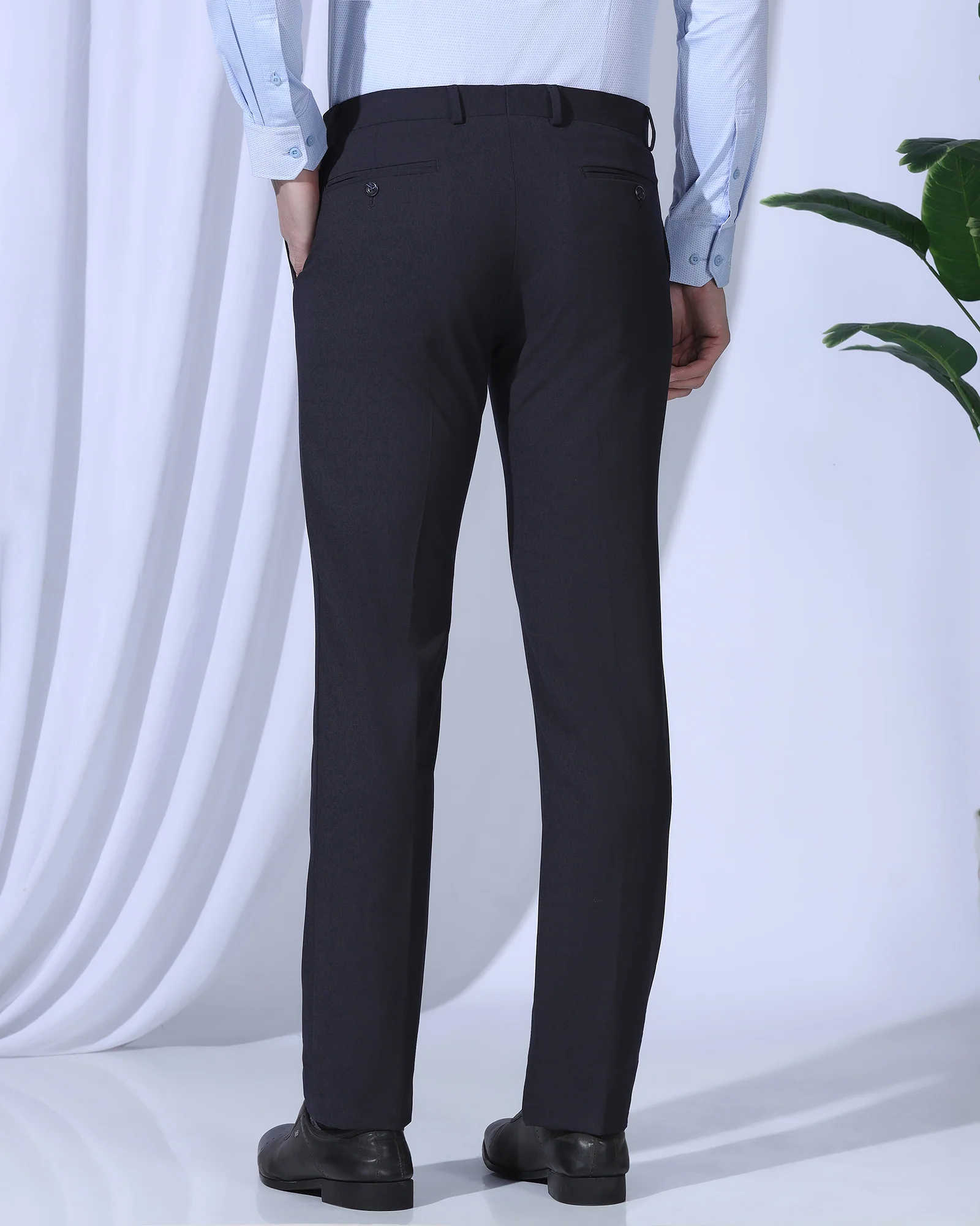 Slim Comfort B-95 Formal Navy Textured Trouser - July - Image 2
