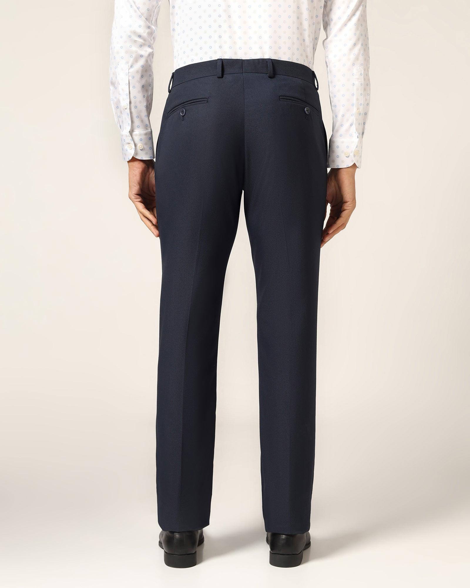 Slim Comfort B-95 Formal Navy Textured Trouser - Luna - Image 2