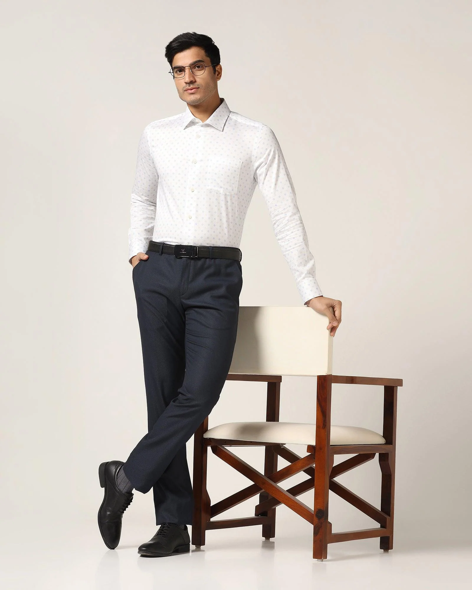 Slim Comfort B-95 Formal Navy Textured Trouser - Luna - Image 6