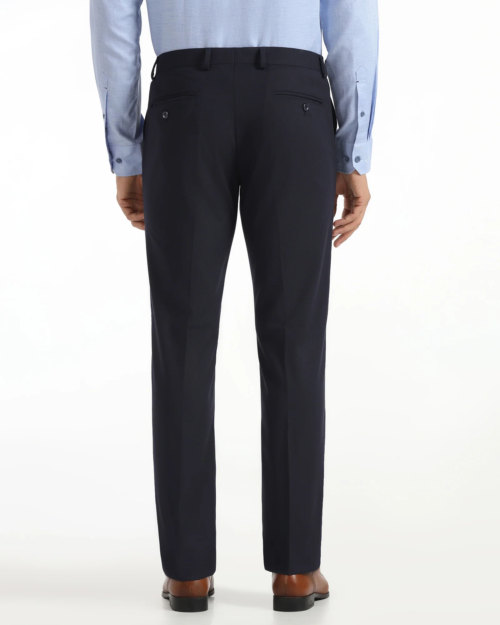 Slim Comfort B-95 Formal Navy Textured Trouser - Saint - Image 2