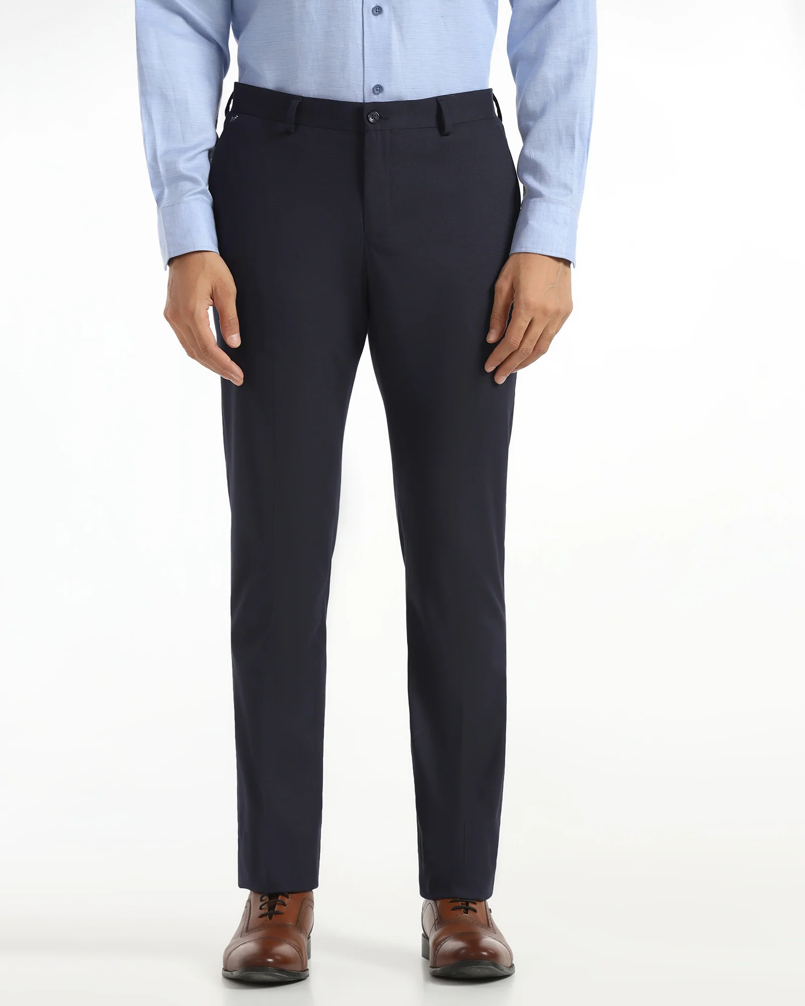 Slim Comfort B-95 Formal Navy Textured Trouser - Saint - Image 3