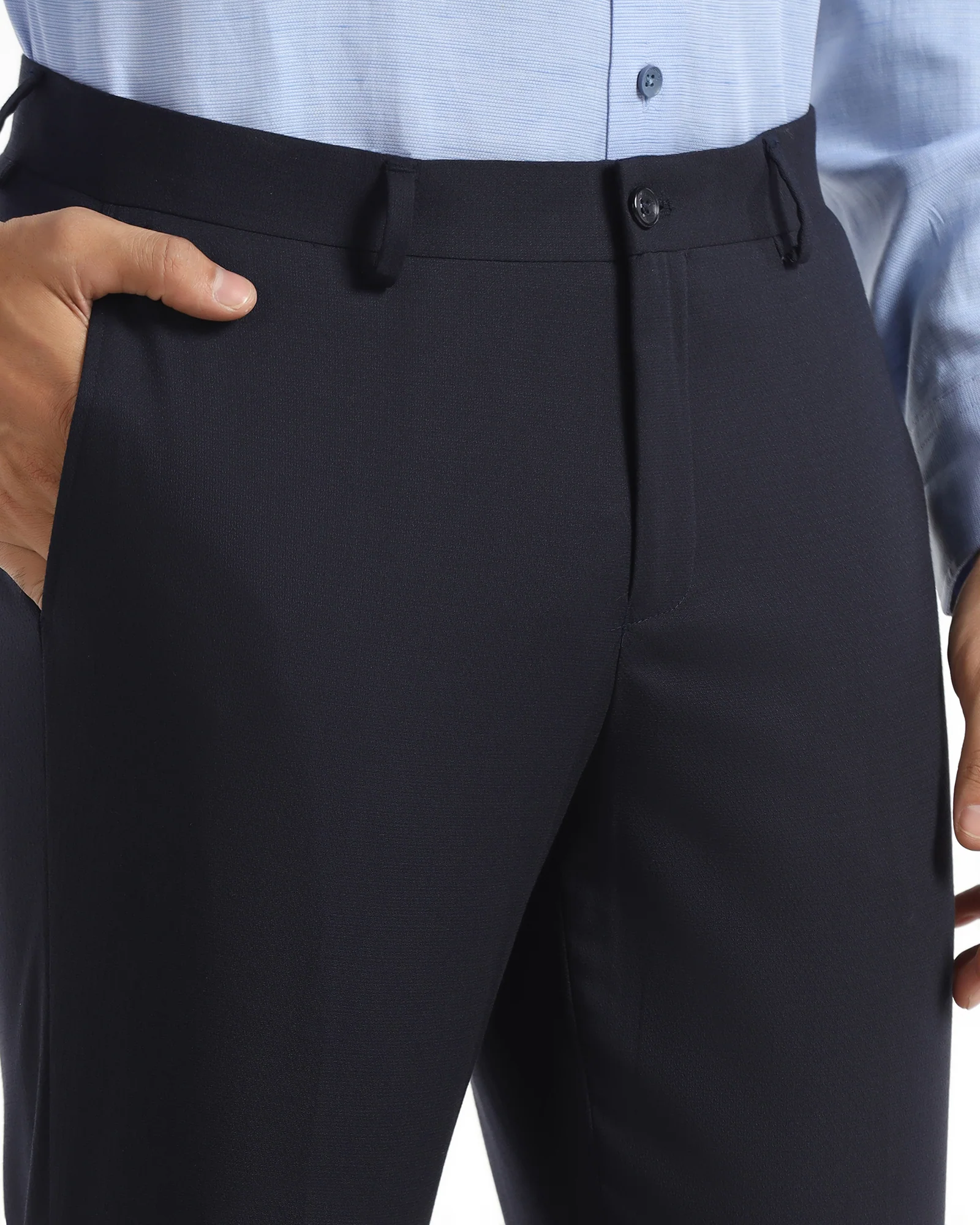 Slim Comfort B-95 Formal Navy Textured Trouser - Saint - Image 4
