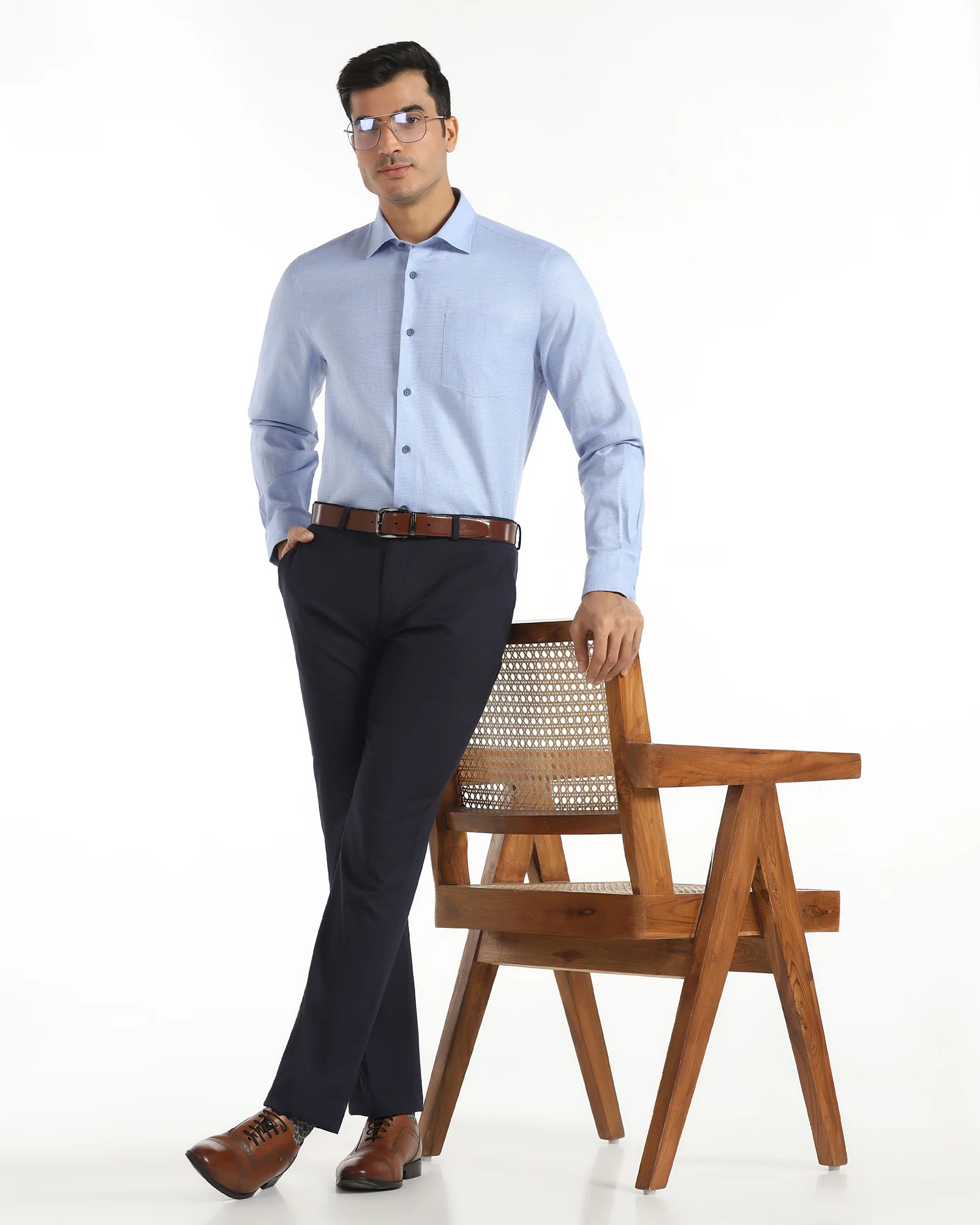 Slim Comfort B-95 Formal Navy Textured Trouser - Saint - Image 7