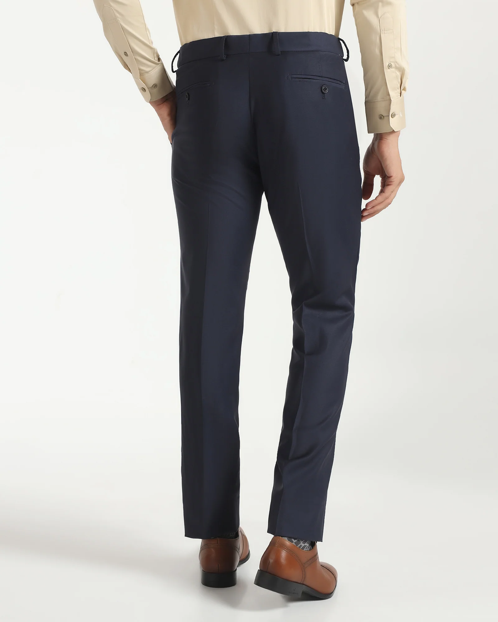 Slim Comfort B-95 Luxe Formal Navy Solid Trouser - Lamborghini - Image 2