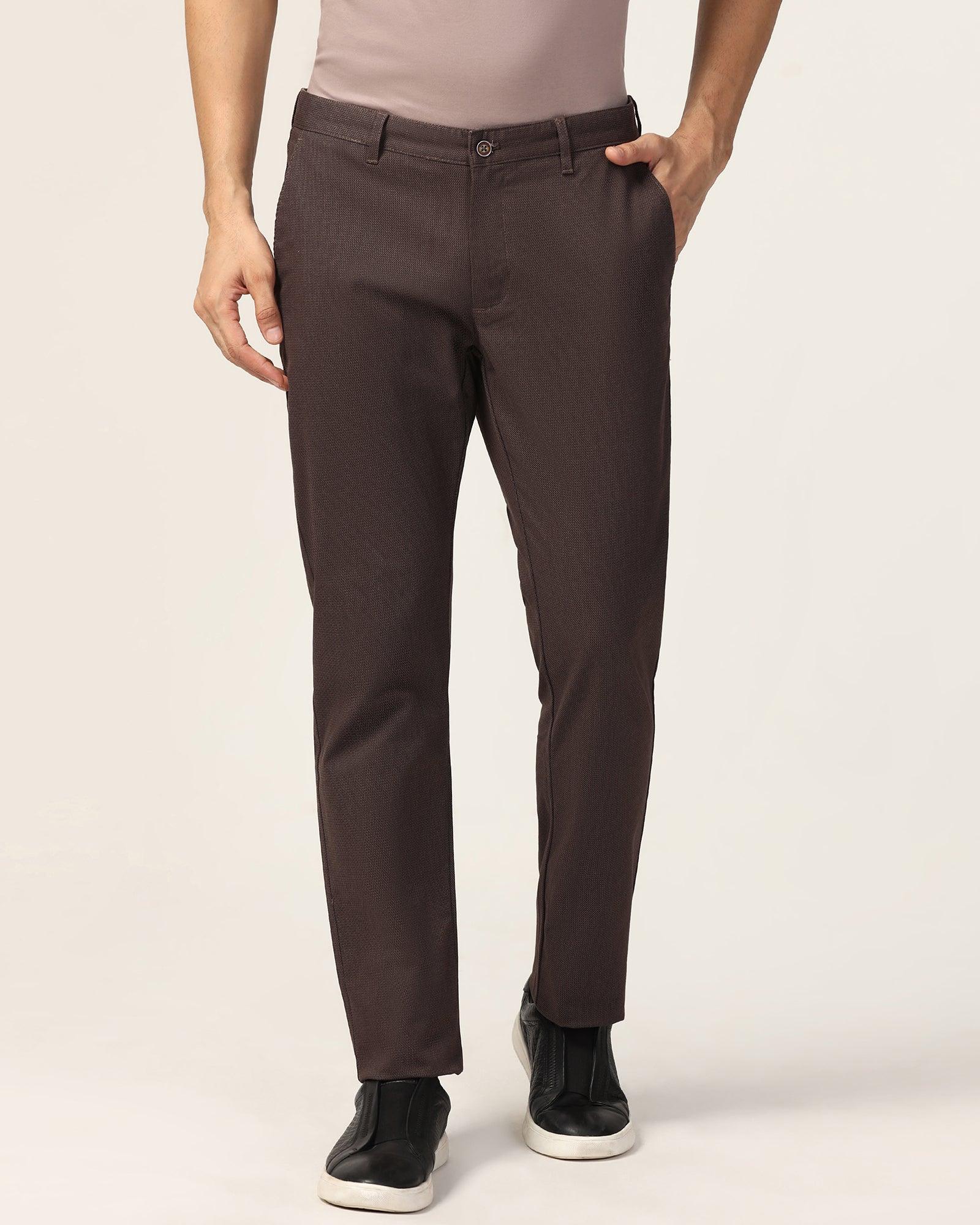 Slim Comfort B-95 Casual Brown Printed Khakis - Bai - Image 3