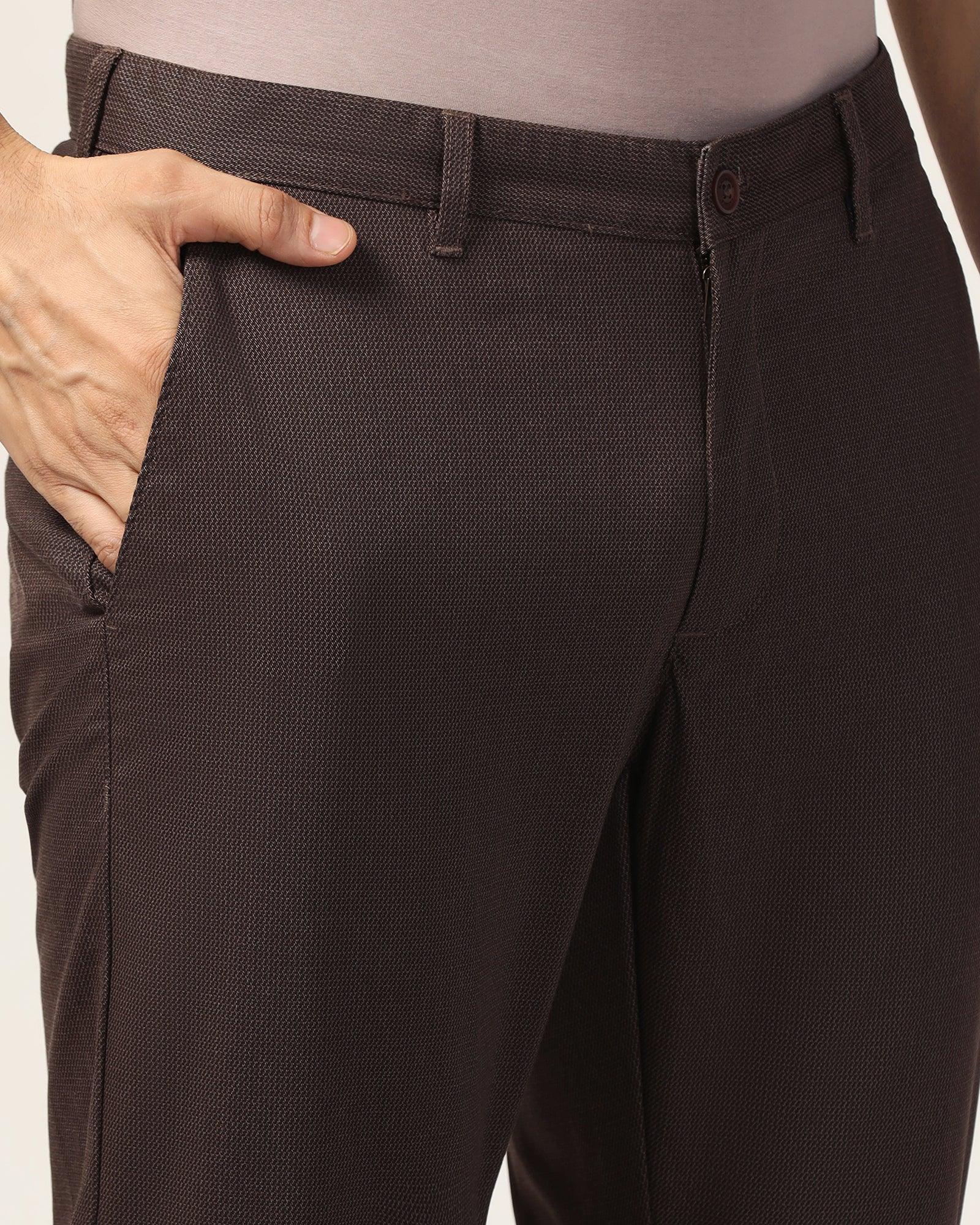 Slim Comfort B-95 Casual Brown Printed Khakis - Bai - Image 4