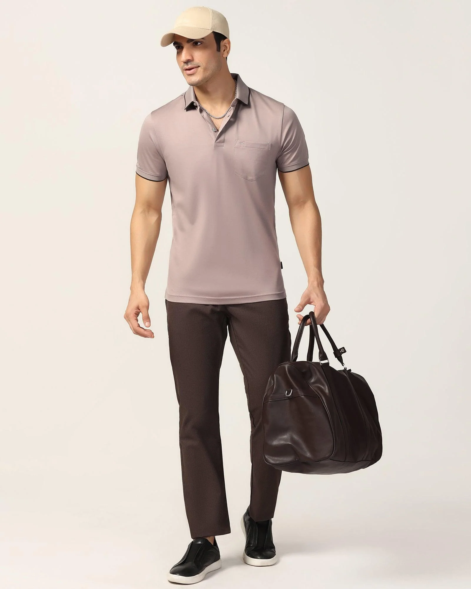 Slim Comfort B-95 Casual Brown Printed Khakis - Bai - Image 7