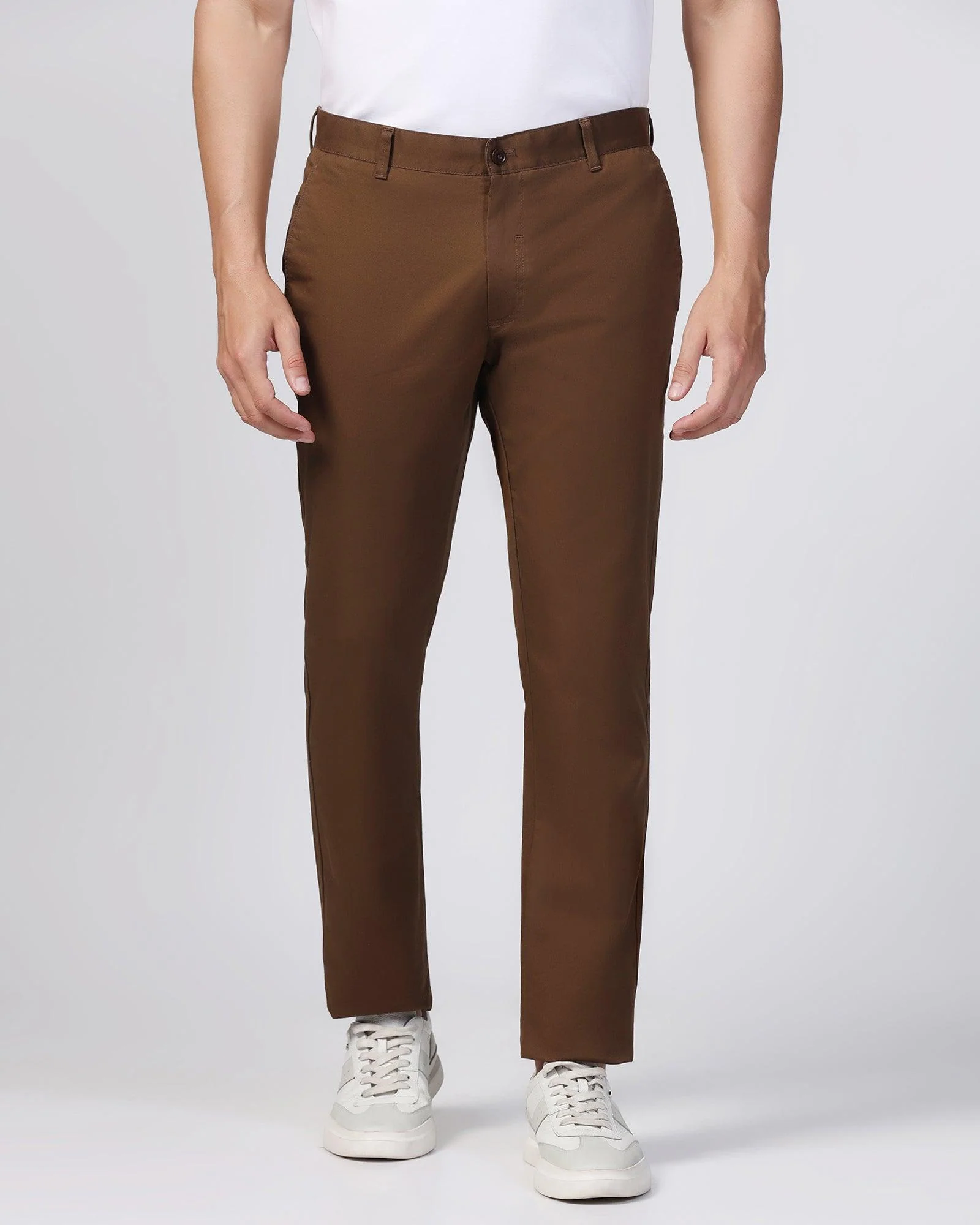 Slim Comfort B-95 Casual Brown Solid Khakis - Marico - Image 3
