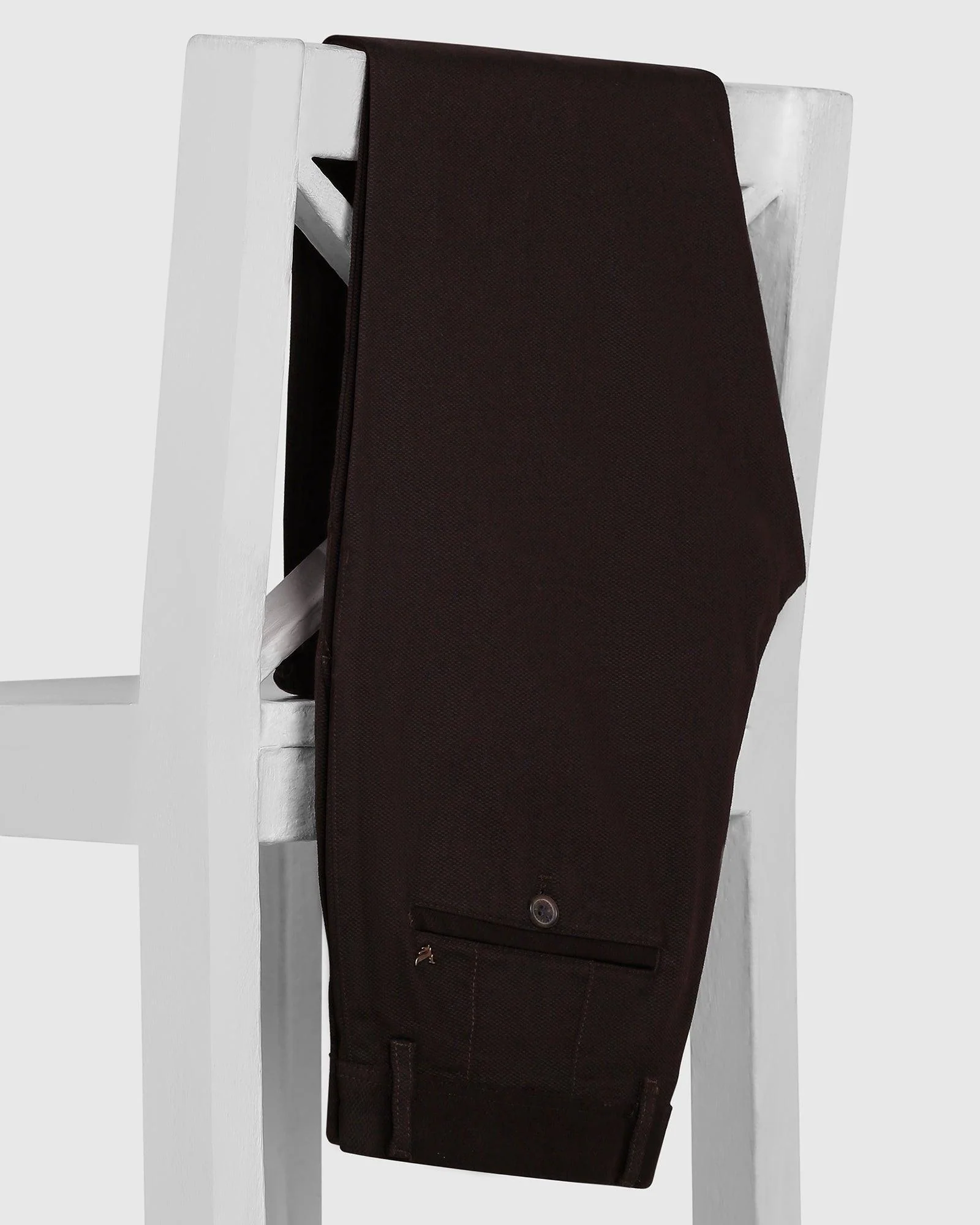 Slim Comfort B-95 Casual Chocolate Brown Textured Khakis - Tark - Image 5