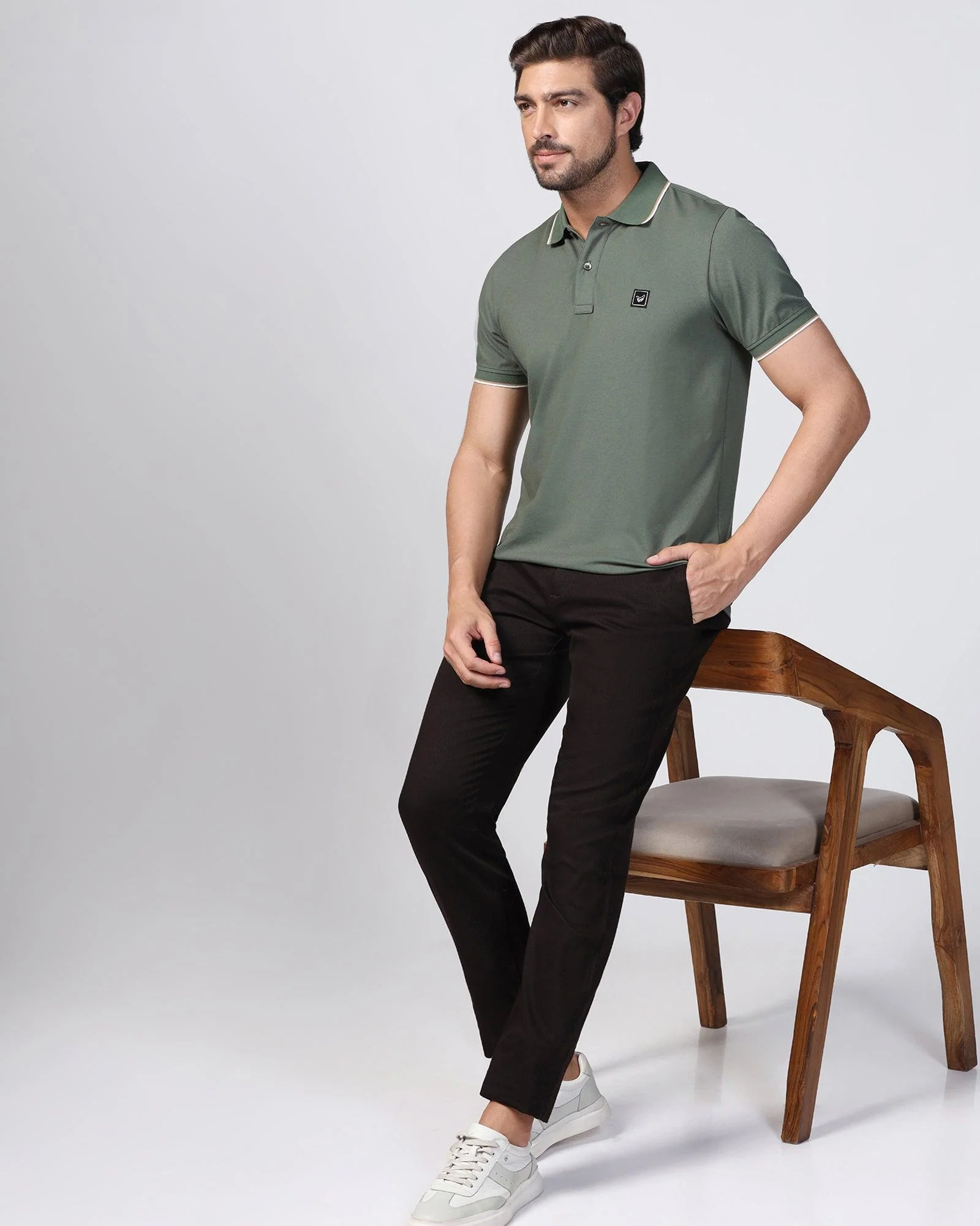 Slim Comfort B-95 Casual Chocolate Brown Textured Khakis - Tark - Image 7