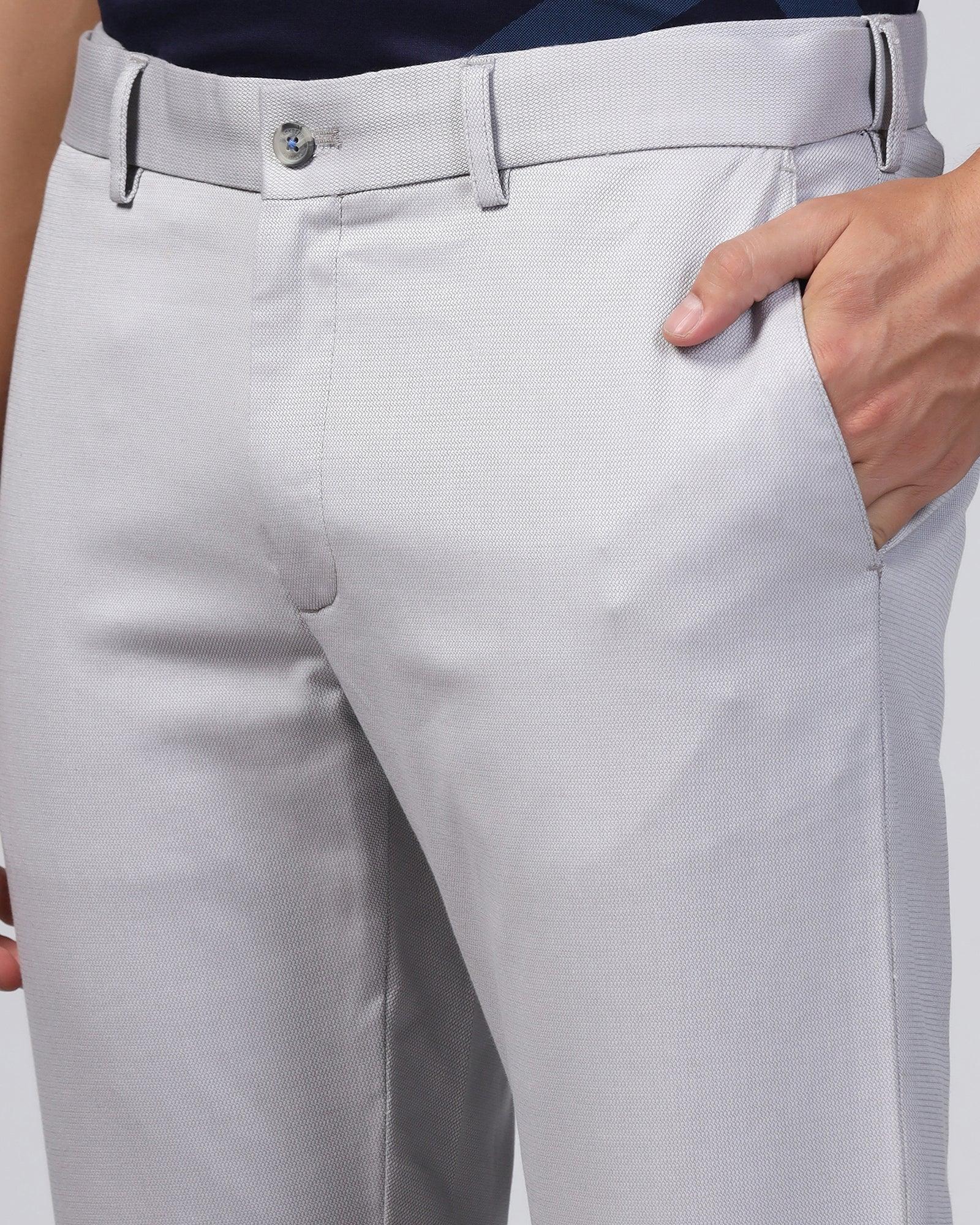 Slim Comfort B-95 Casual Grey Yarn Dyed Khakis - Royal - Image 4