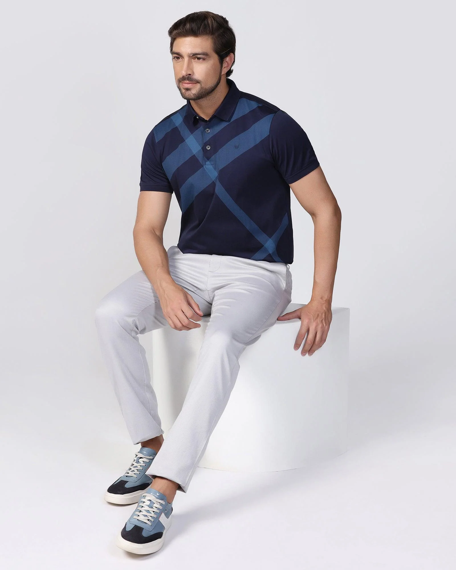 Slim Comfort B-95 Casual Grey Yarn Dyed Khakis - Royal - Image 7