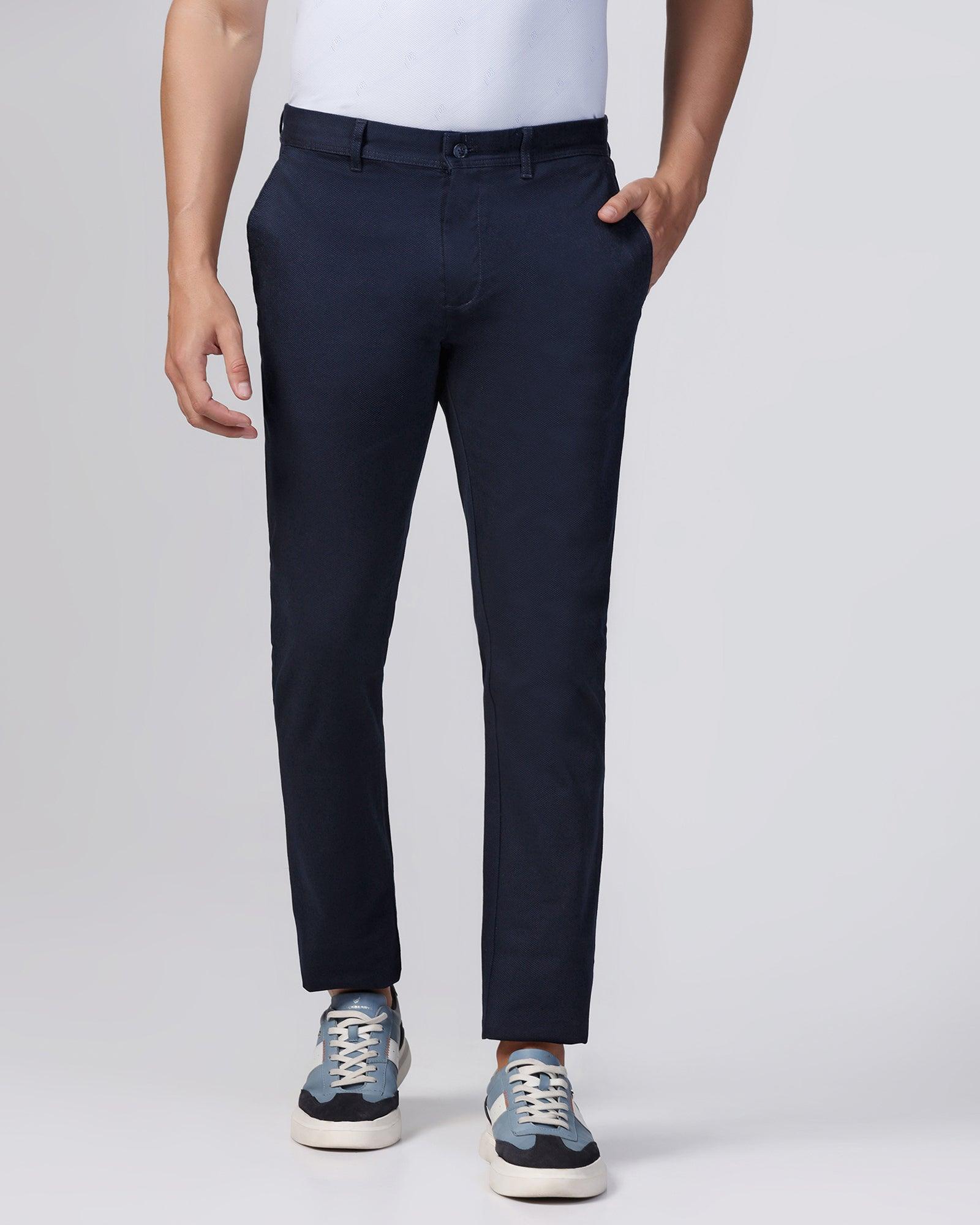 Slim Comfort B-95 Casual Navy Textured Khakis - Tark - Image 3