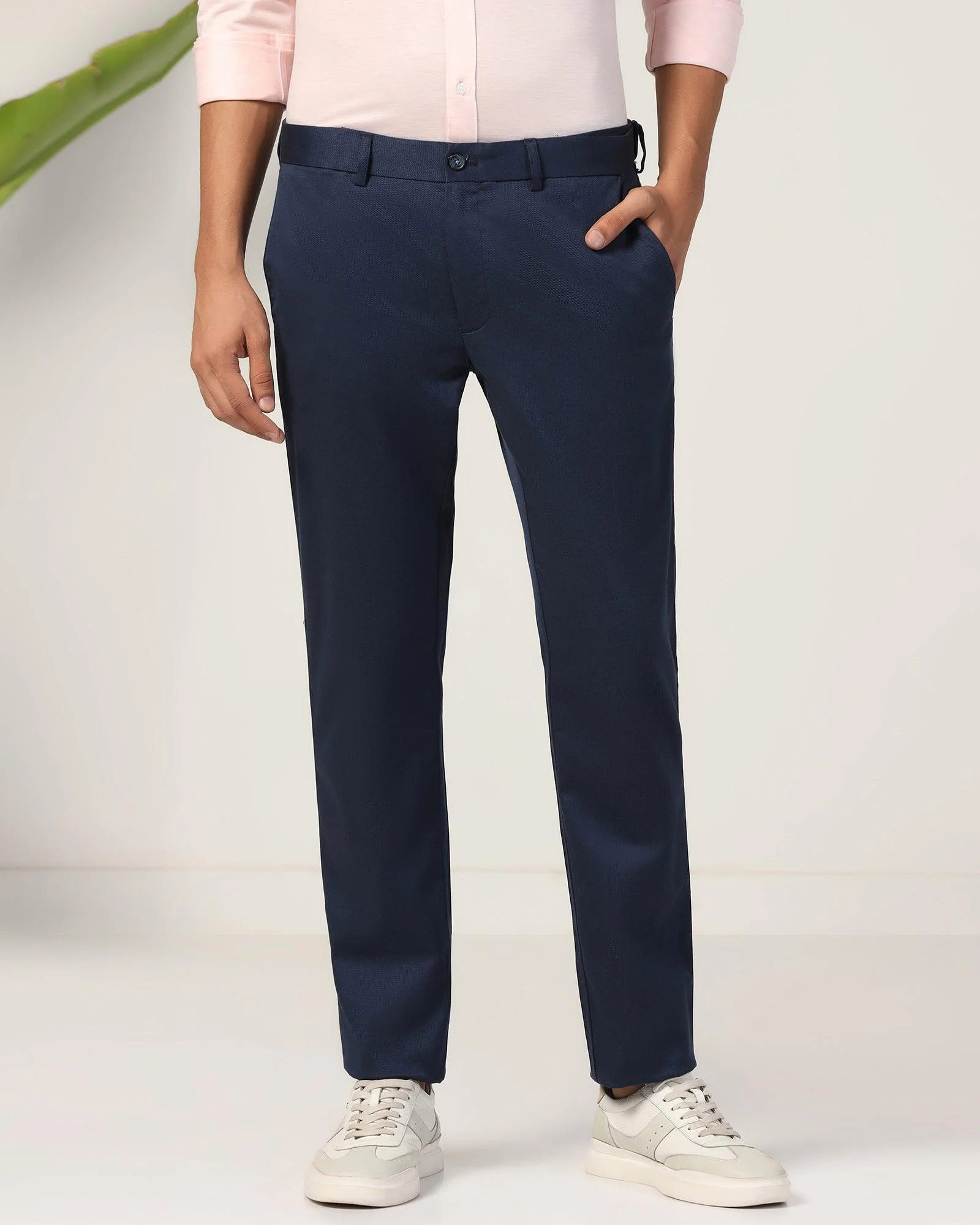 Slim Comfort B-95 Casual Navy Yarn Dyed Khakis - Royal - Image 3